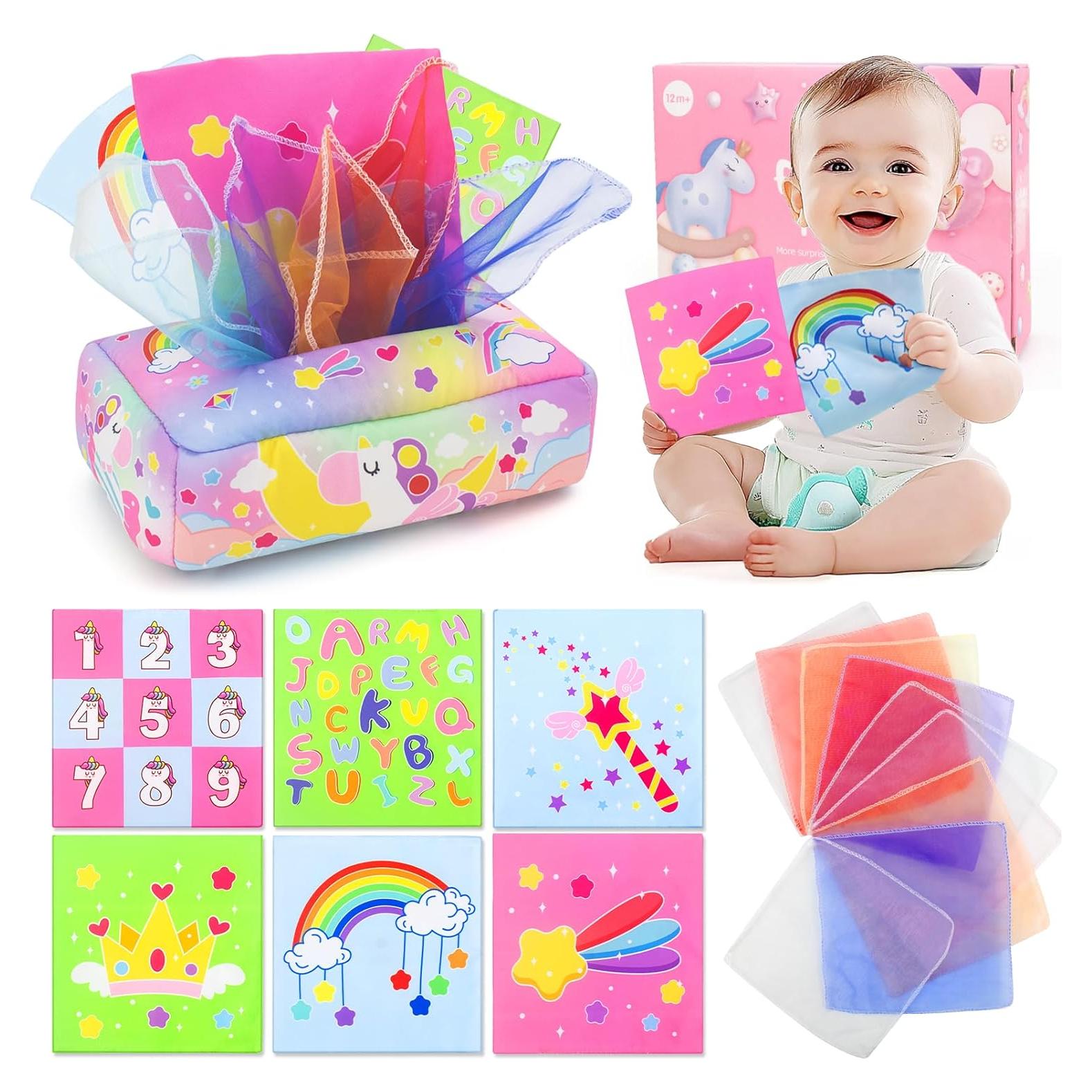 Juguete Sensorial de Caja de Tejido USRELA para Bebés 6-12 Meses