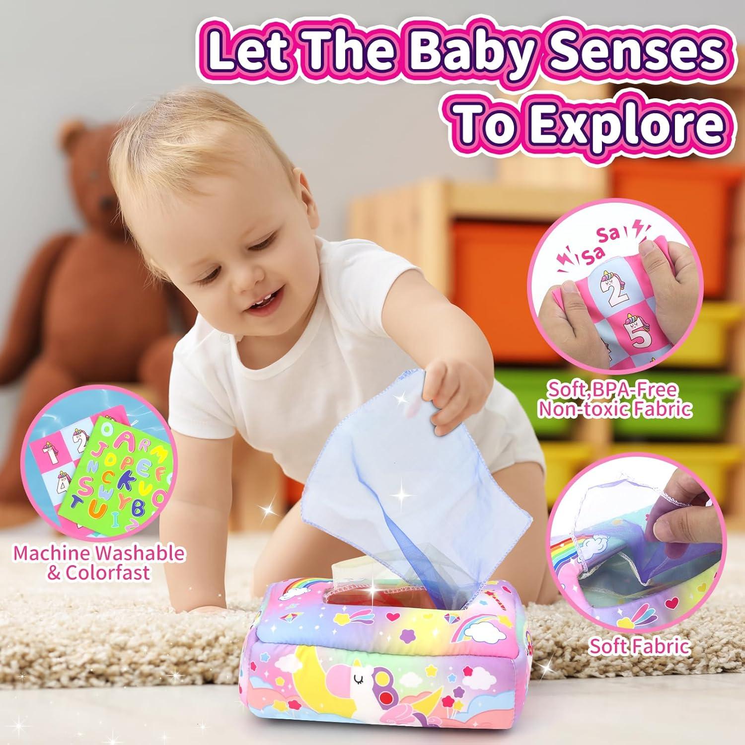 Juguete Sensorial de Caja de Tejido USRELA para Bebés 6-12 Meses