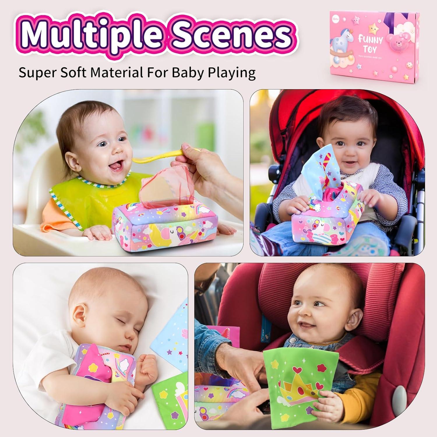 Juguete Sensorial de Caja de Tejido USRELA para Bebés 6-12 Meses