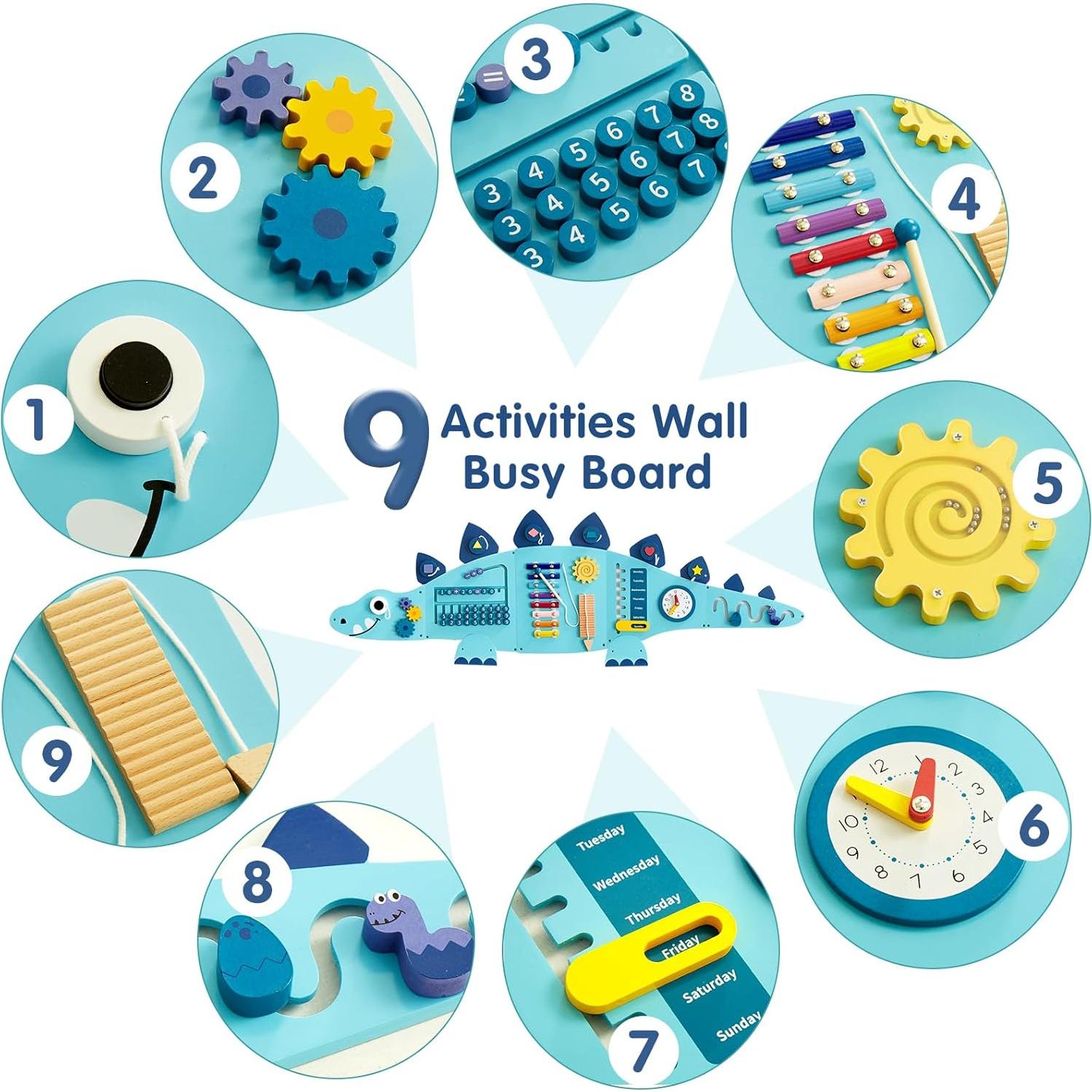 Panel de Pared Sensorial Montessori Beright 135x46cm Azul