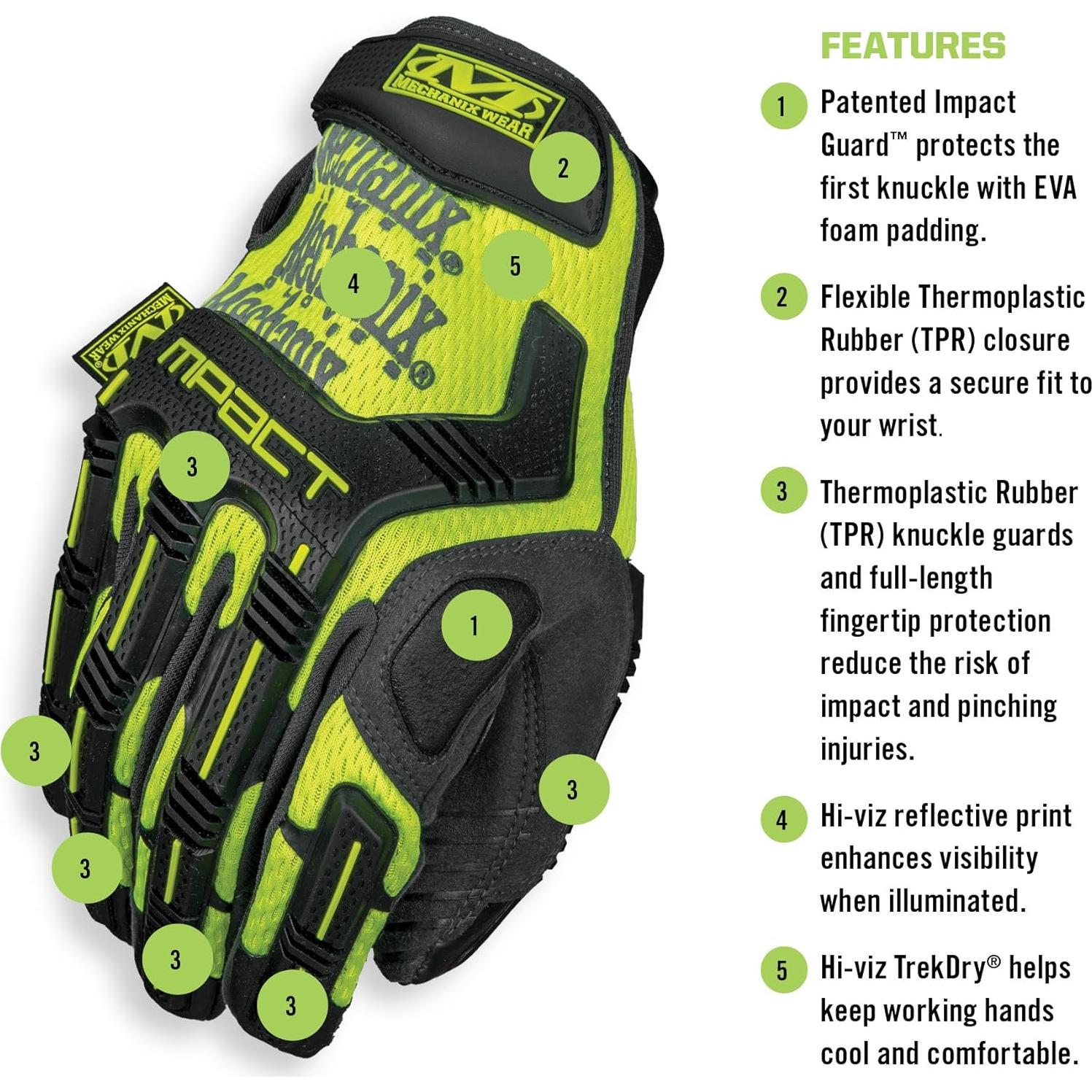 Guantes de Trabajo Mechanix Wear M-Pact Hi-Viz Amarillo