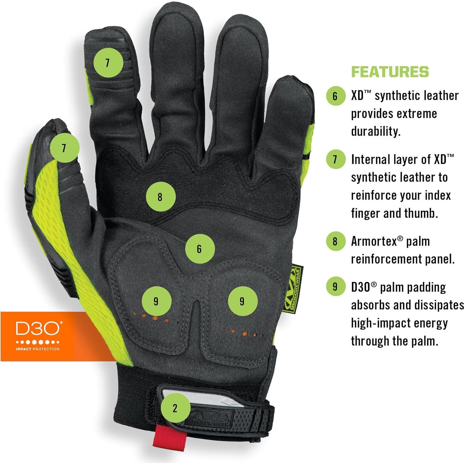 Guantes de Trabajo Mechanix Wear M-Pact Hi-Viz Amarillo