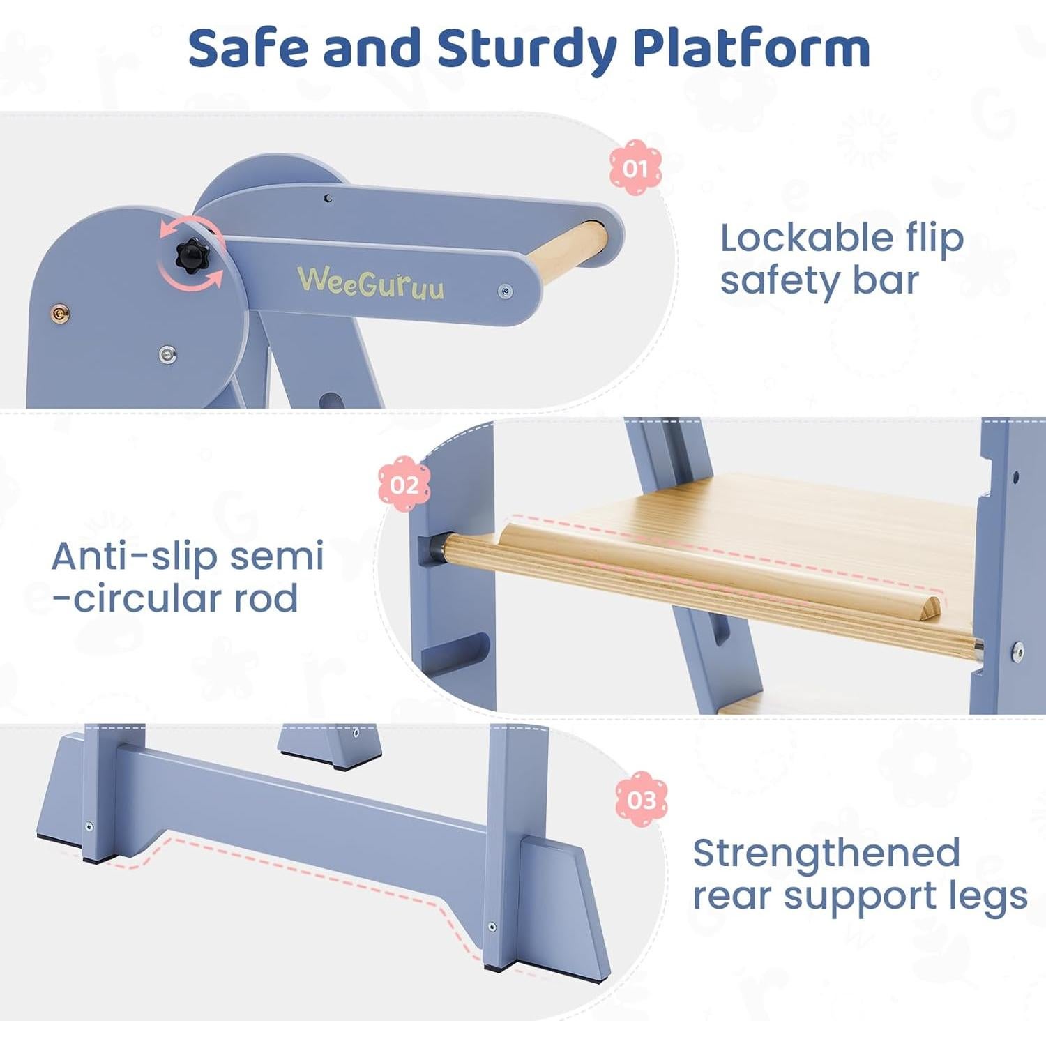 Torre de Cocina Plegable WeeGuruu Ajustable para Niños 18 Meses a 6 Años