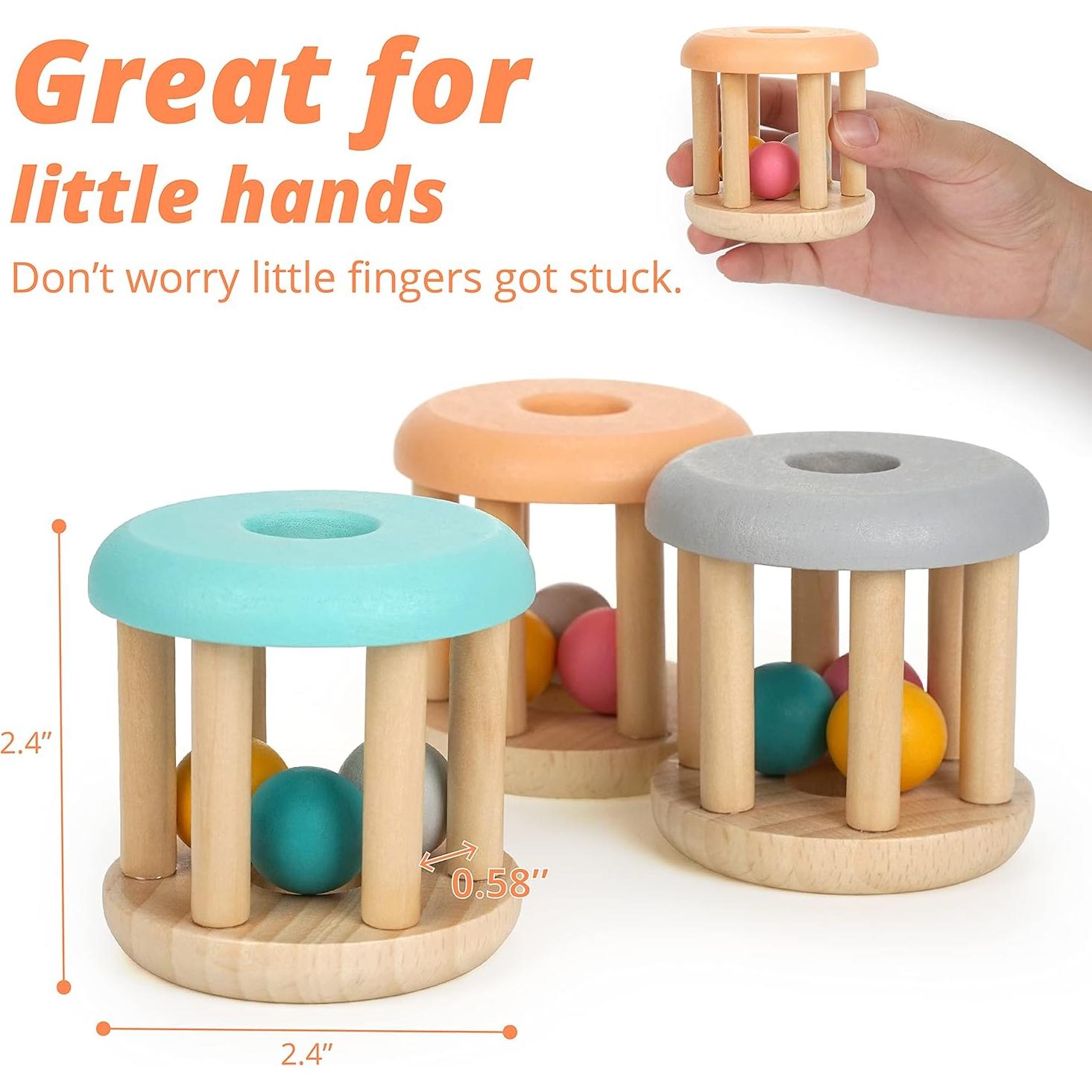 Juguetes Montessori DUCKBOXX XX Sonajeros de Madera 3 Piezas