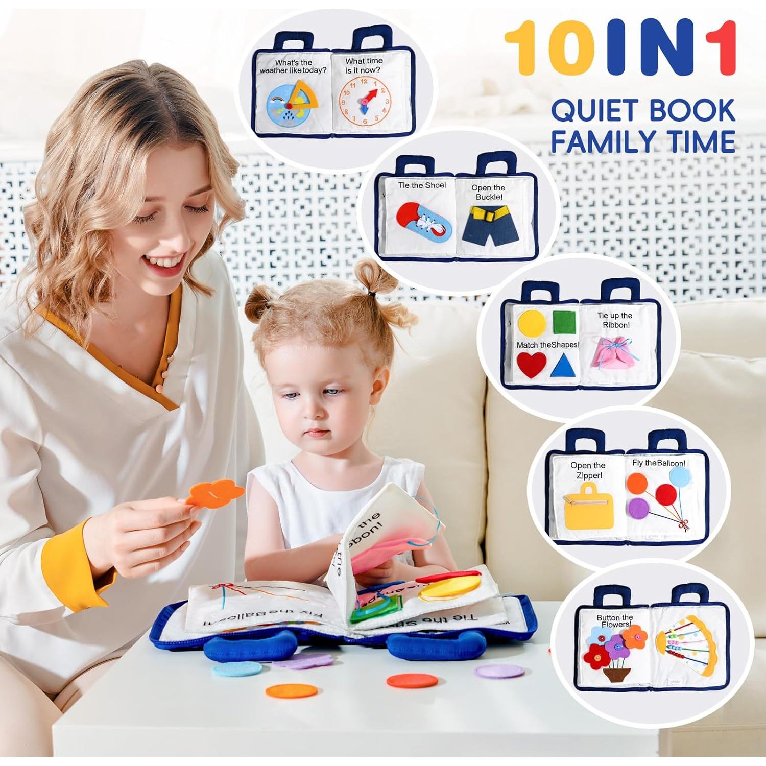 Libro Silencioso Suave Jollybaby para Bebés 0-4 Años Azul