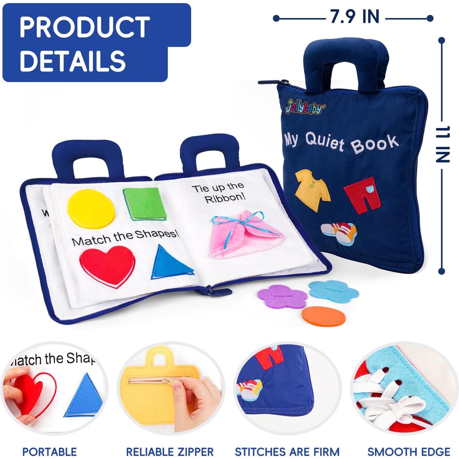 Libro Silencioso Suave Jollybaby para Bebés 0-4 Años Azul