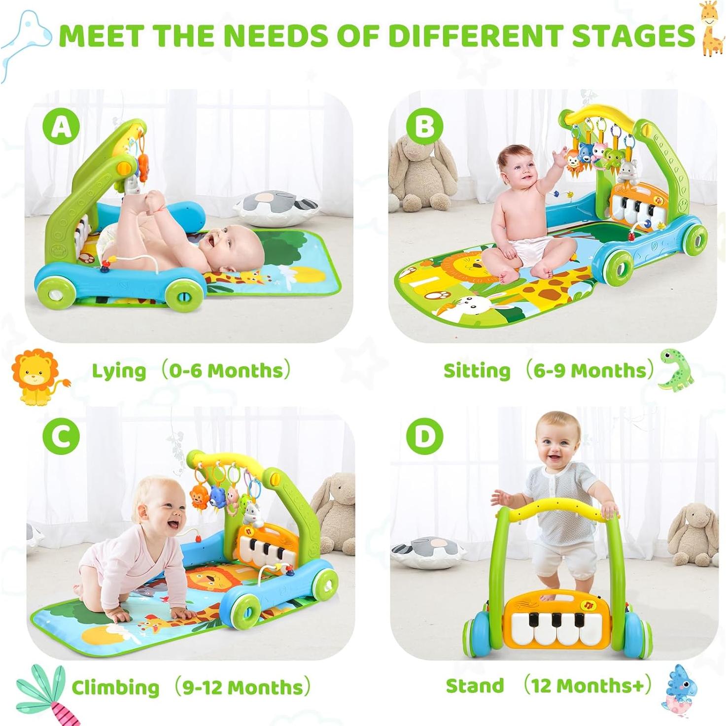 Alfombra de Juego 4 en 1 Toidgy Verde con Andador y Piano