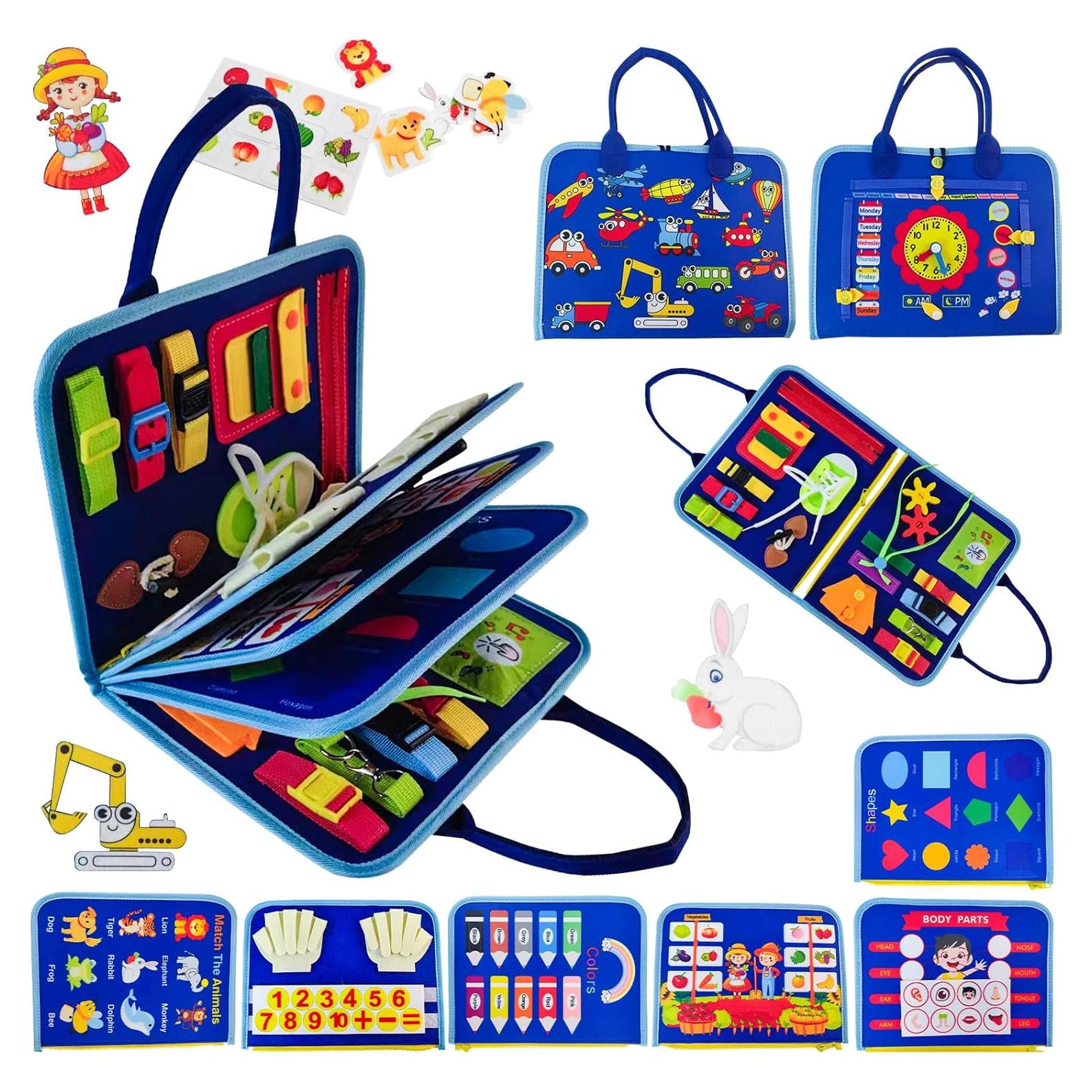 Tablero Ocupado Montessori Azul 28x23 cm para Niños 1-5 Años