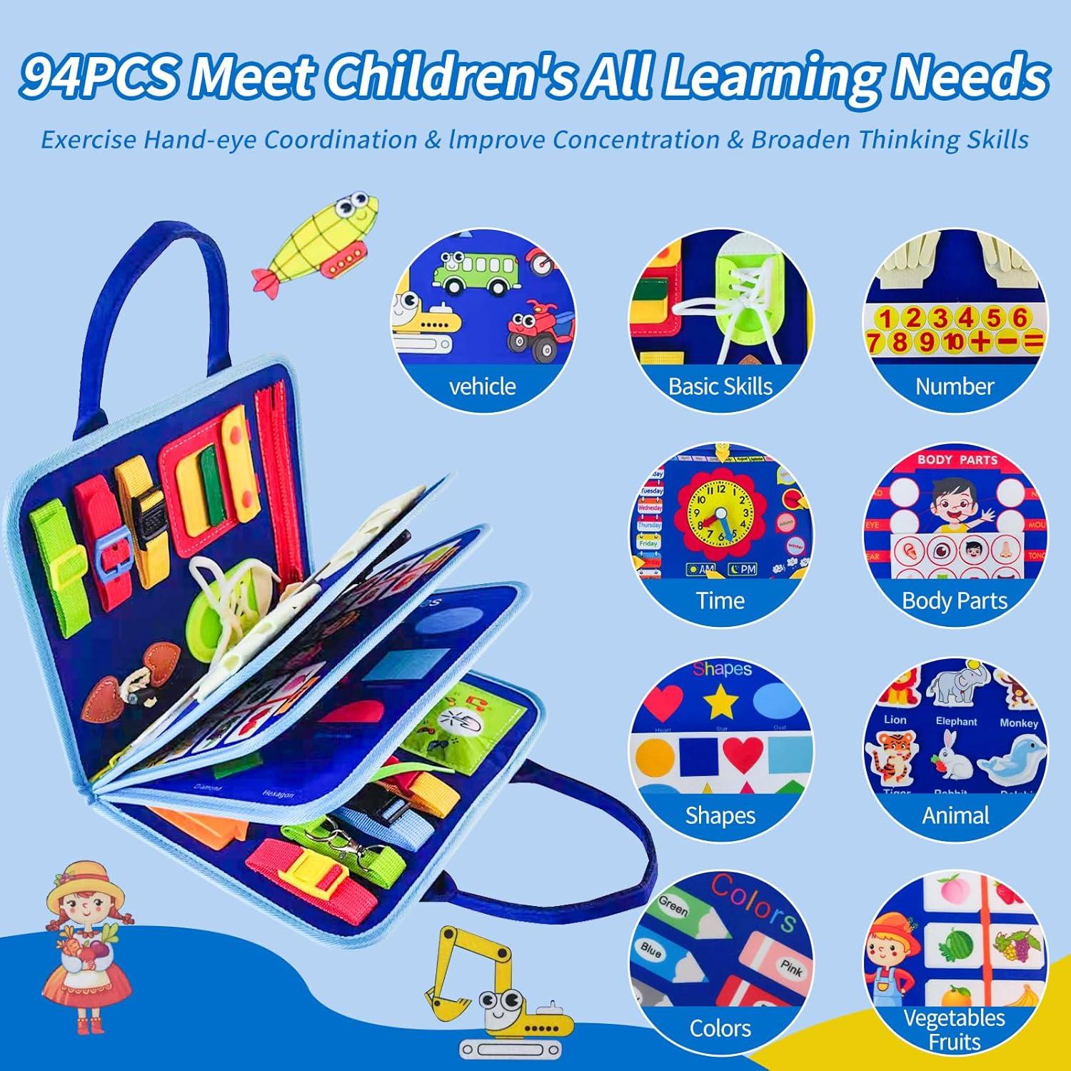 Tablero Ocupado Montessori Azul 28x23 cm para Niños 1-5 Años