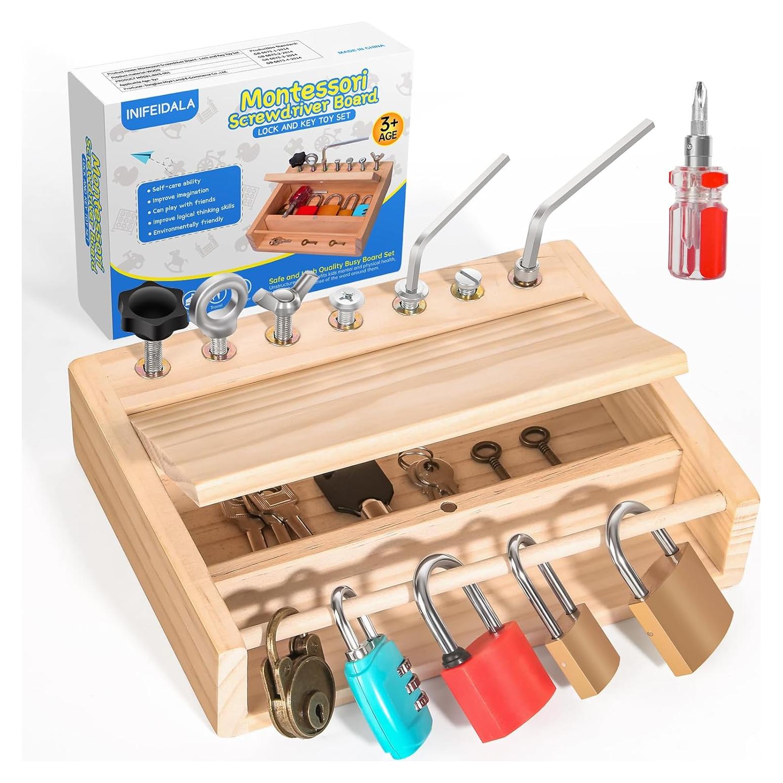Juego de Tablero Montessori INIFEIDALA - Destornillador y Cerraduras