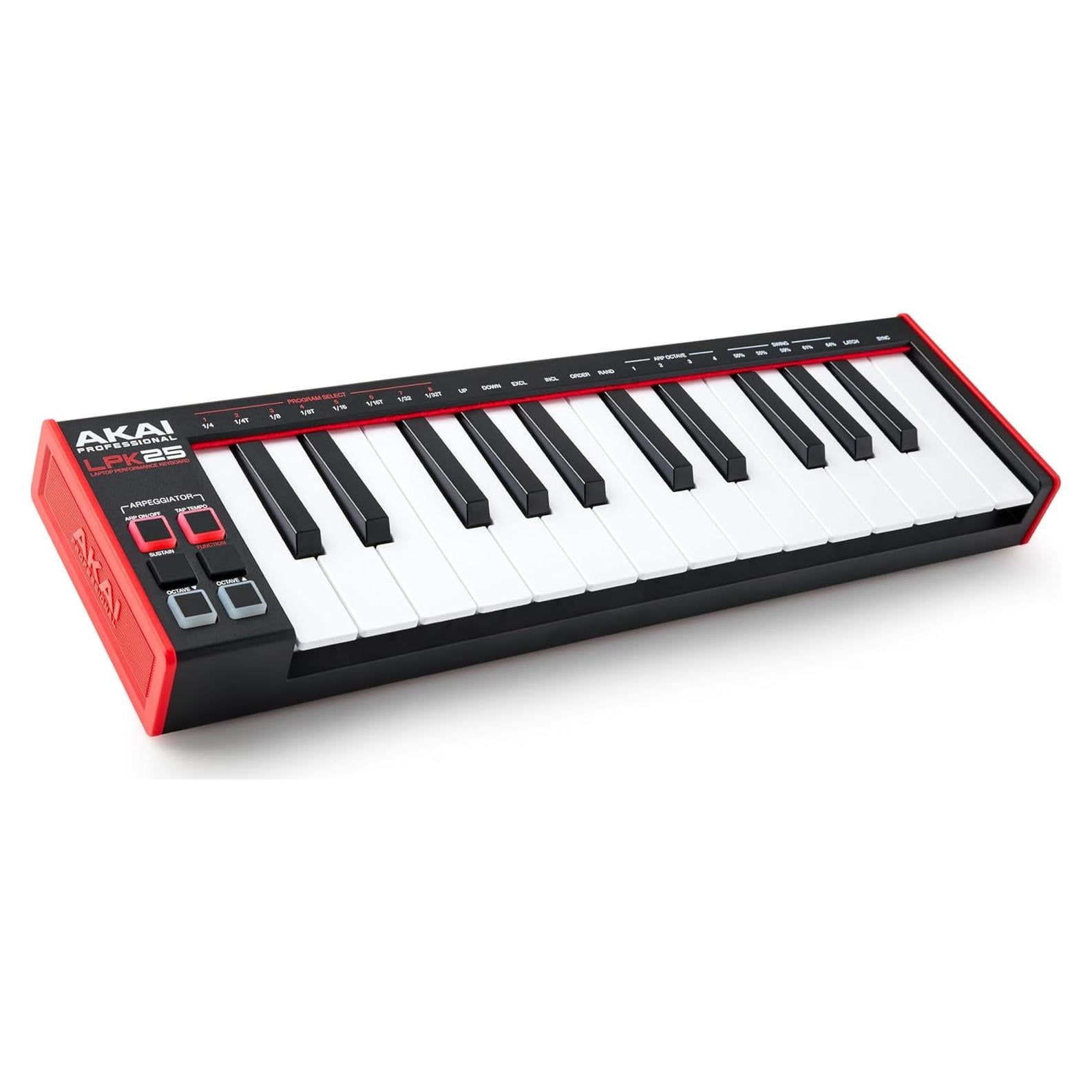 Controlador MIDI USB AKAI LPK25 - 25 Teclas Sintéticas, Negro