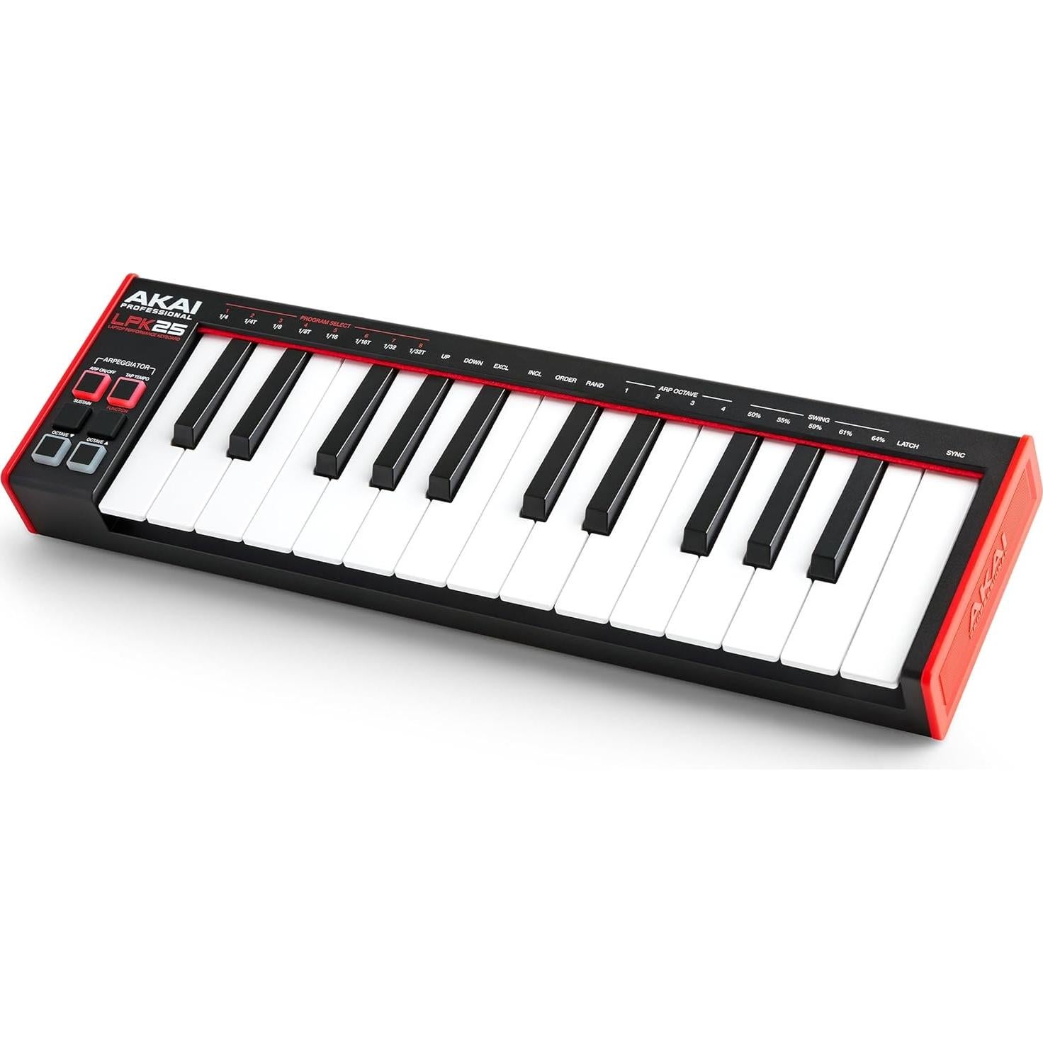 Controlador MIDI USB AKAI LPK25 - 25 Teclas Sintéticas, Negro