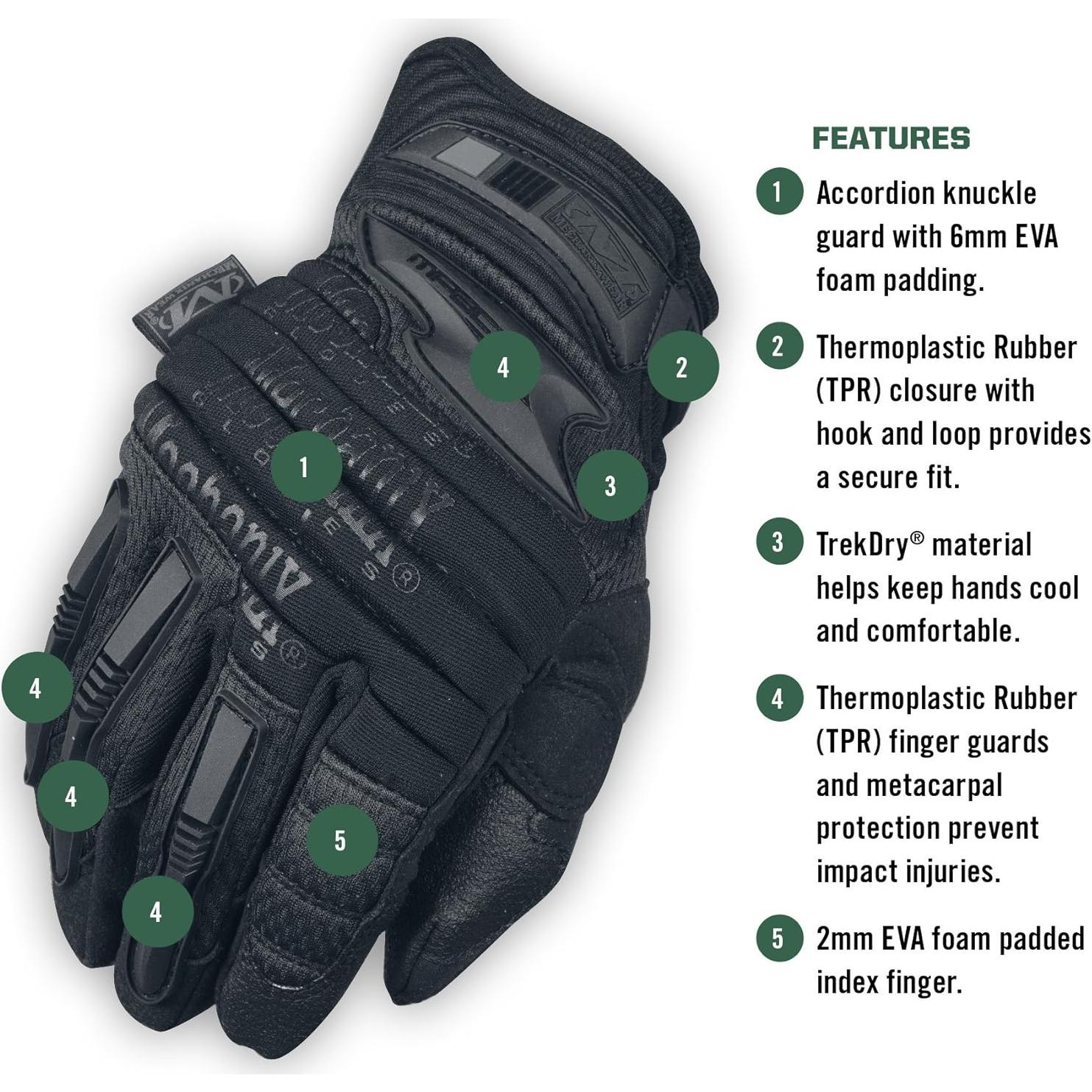 Guantes Mechanix Wear M-Pact 2 Tácticos Grande Negro