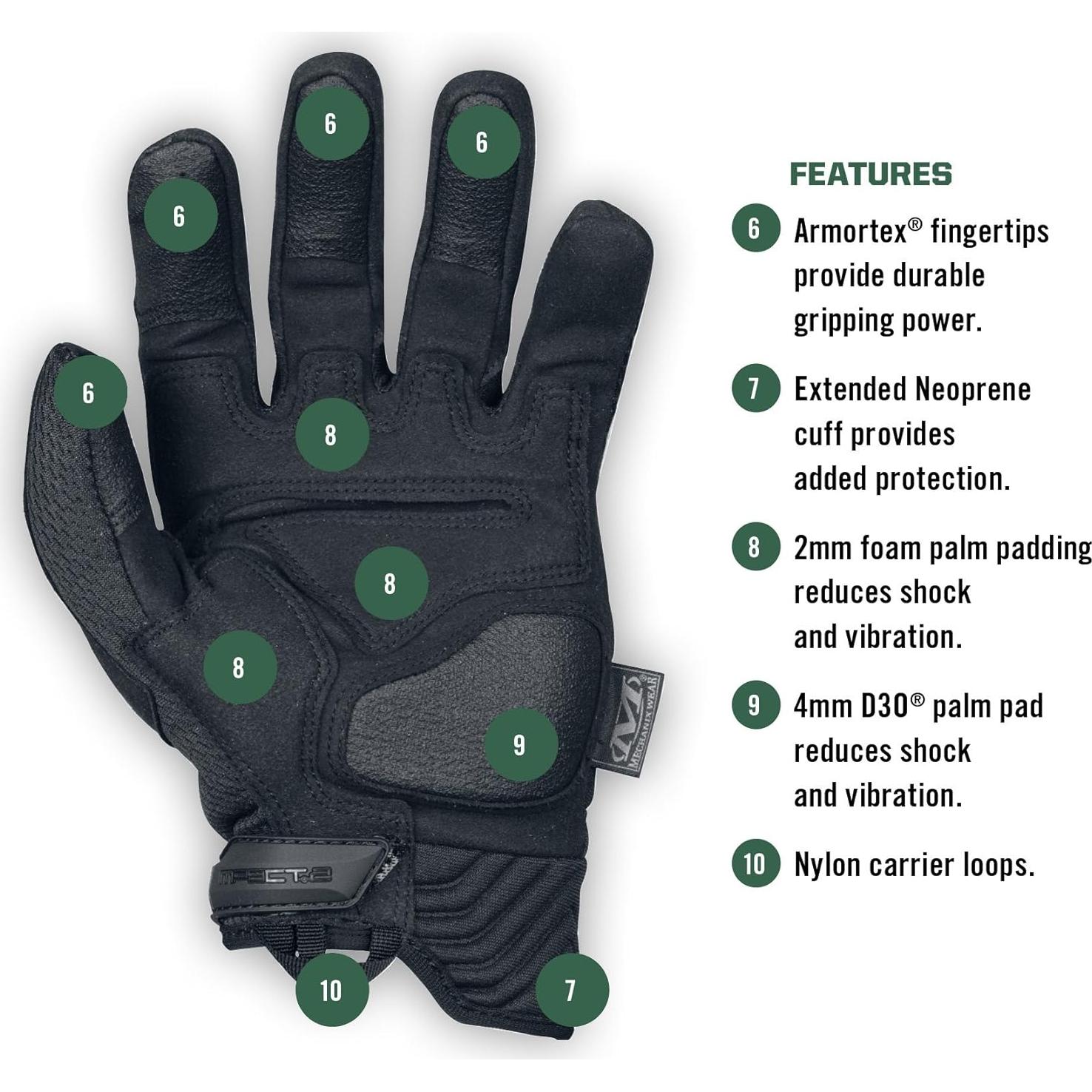 Guantes Mechanix Wear M-Pact 2 Tácticos Grande Negro
