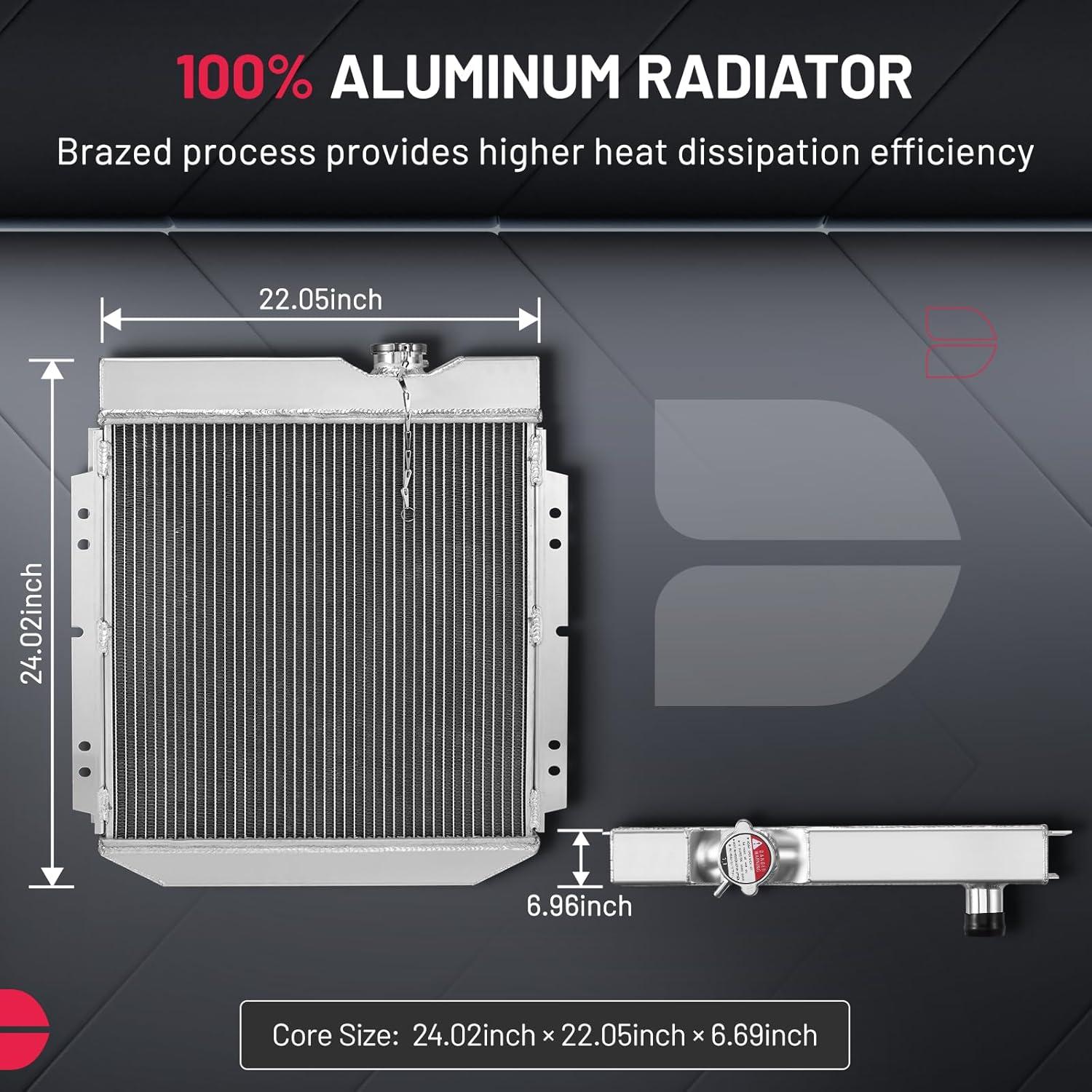 BDFHYK 3ROW-44MM RA-FM64-3 Aluminum Radiator Compatible with for Falcon 1960-1966, Mustang 1965-1966,Ranchero 1960-1965,Mercury Comet 1961-1965