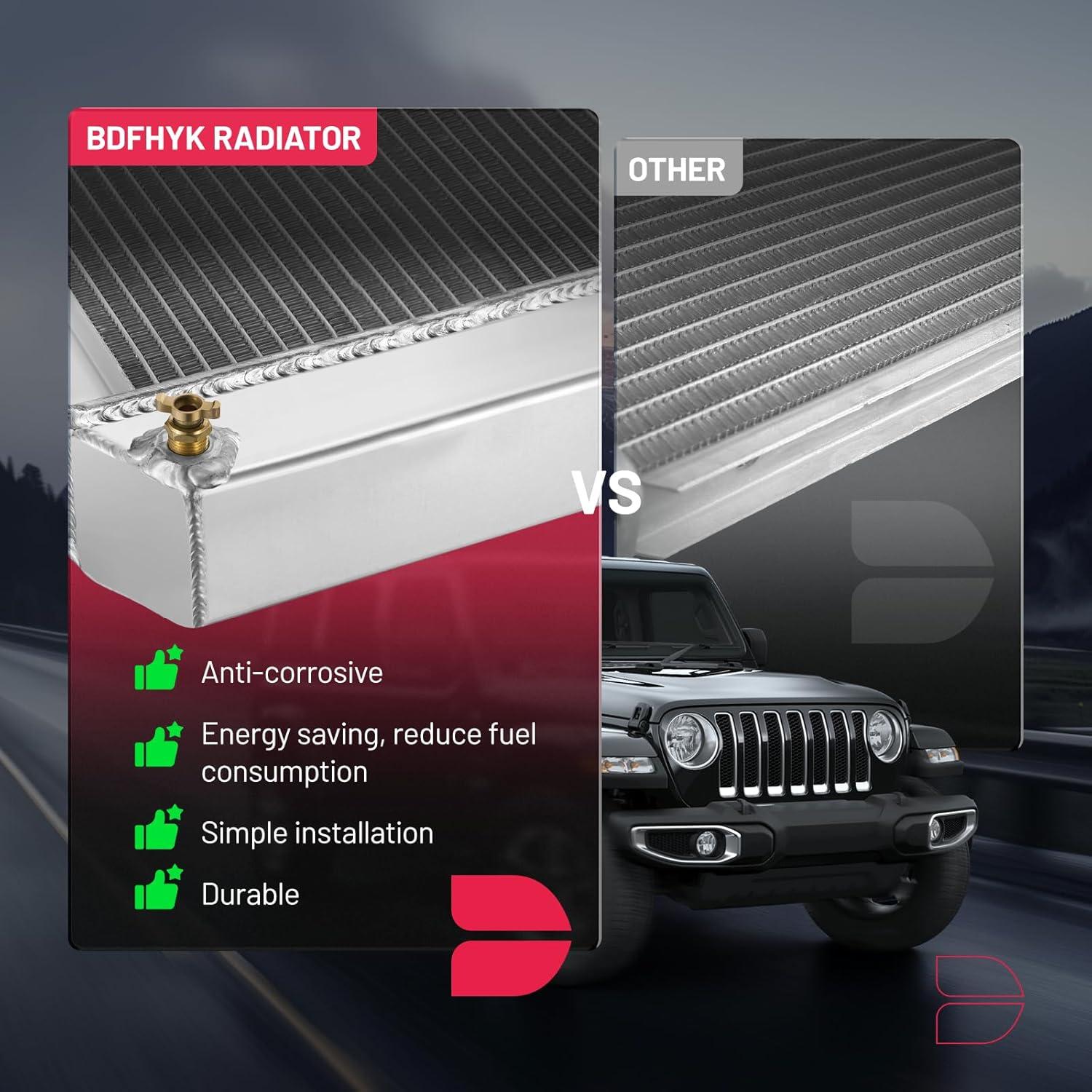 BDFHYK 3ROW-44MM RA-FM64-3 Aluminum Radiator Compatible with for Falcon 1960-1966, Mustang 1965-1966,Ranchero 1960-1965,Mercury Comet 1961-1965