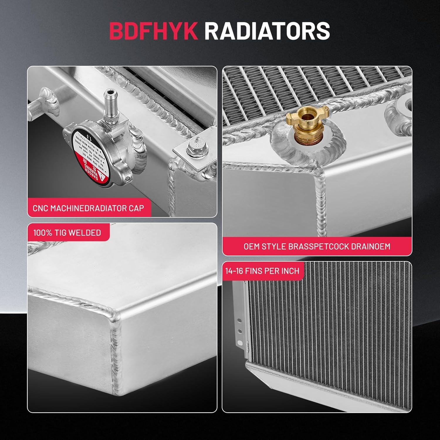 BDFHYK 3ROW-44MM RA-FM64-3 Aluminum Radiator Compatible with for Falcon 1960-1966, Mustang 1965-1966,Ranchero 1960-1965,Mercury Comet 1961-1965