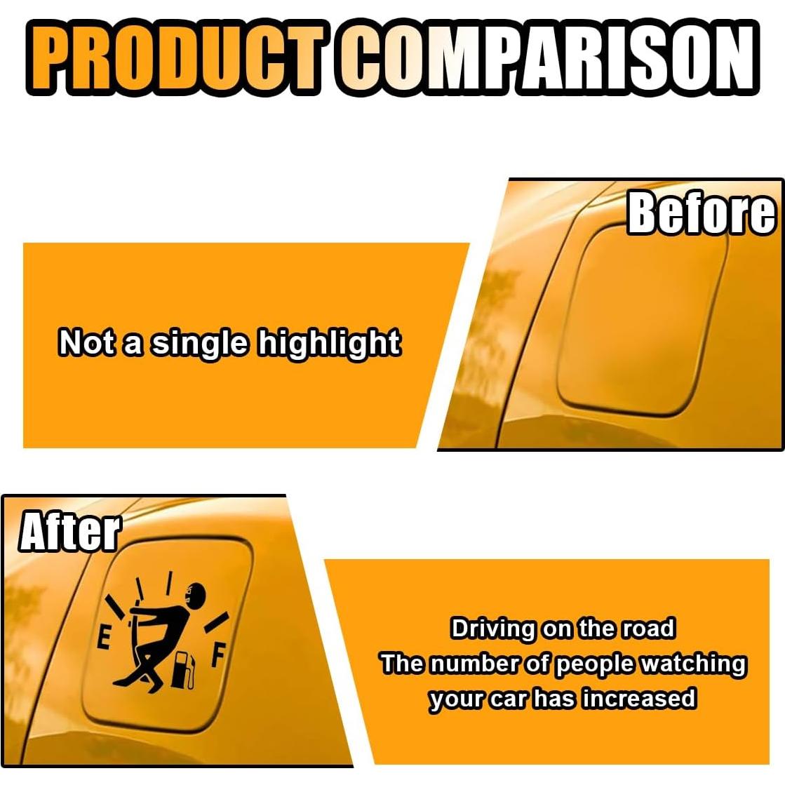 Funny Car Stickers, High Gas Consumption Decal Auto Fuel Tank Cover Sticker, Universal Fuel Gage Empty Decal Car Exterior Accessories for Cars, SUVs, Trucks, Motorcycles (Black)