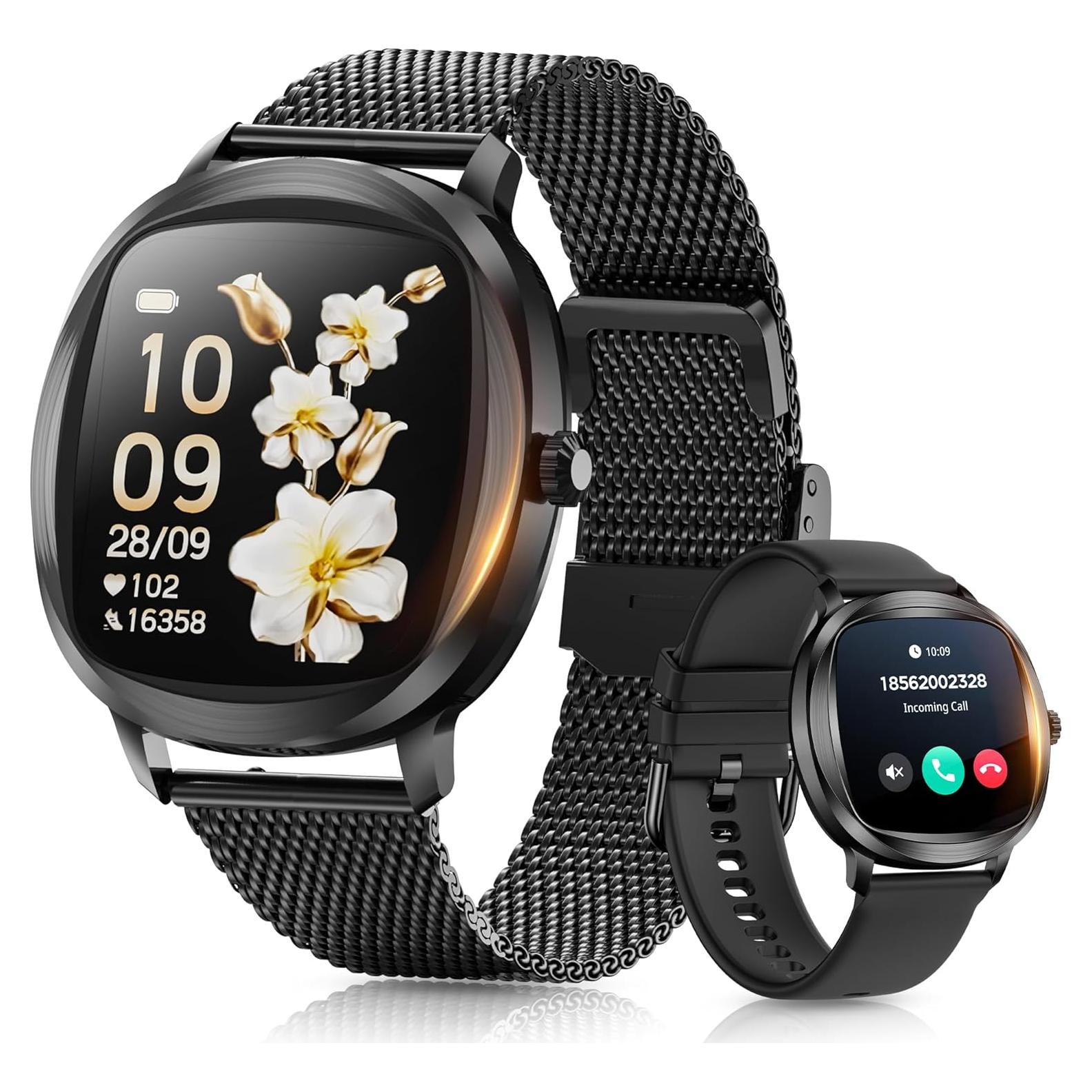 Reloj Inteligente GLPYR para Mujeres 1.72" Negro con Monitor de Salud