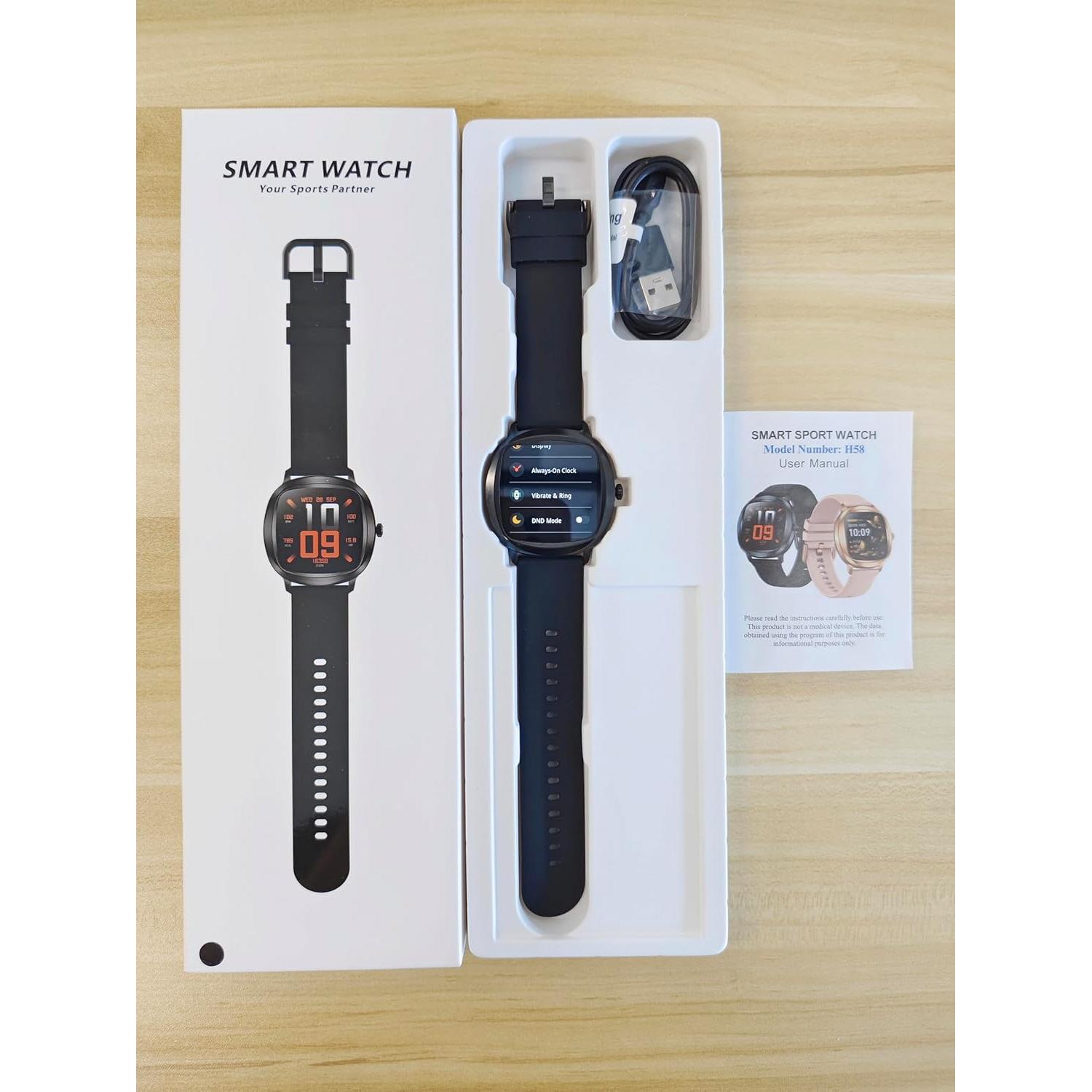 Reloj Inteligente GLPYR para Mujeres 1.72" Negro con Monitor de Salud