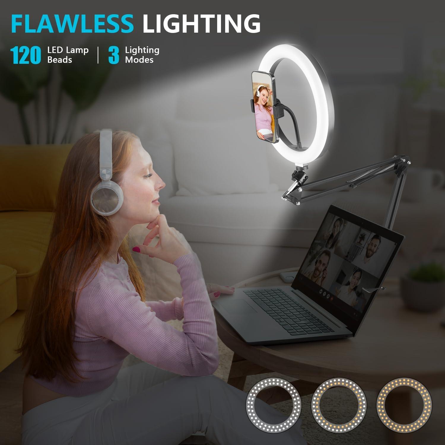 Anillo de Luz LED 25 cm PIOENIMAGE con Soporte para Teléfono
