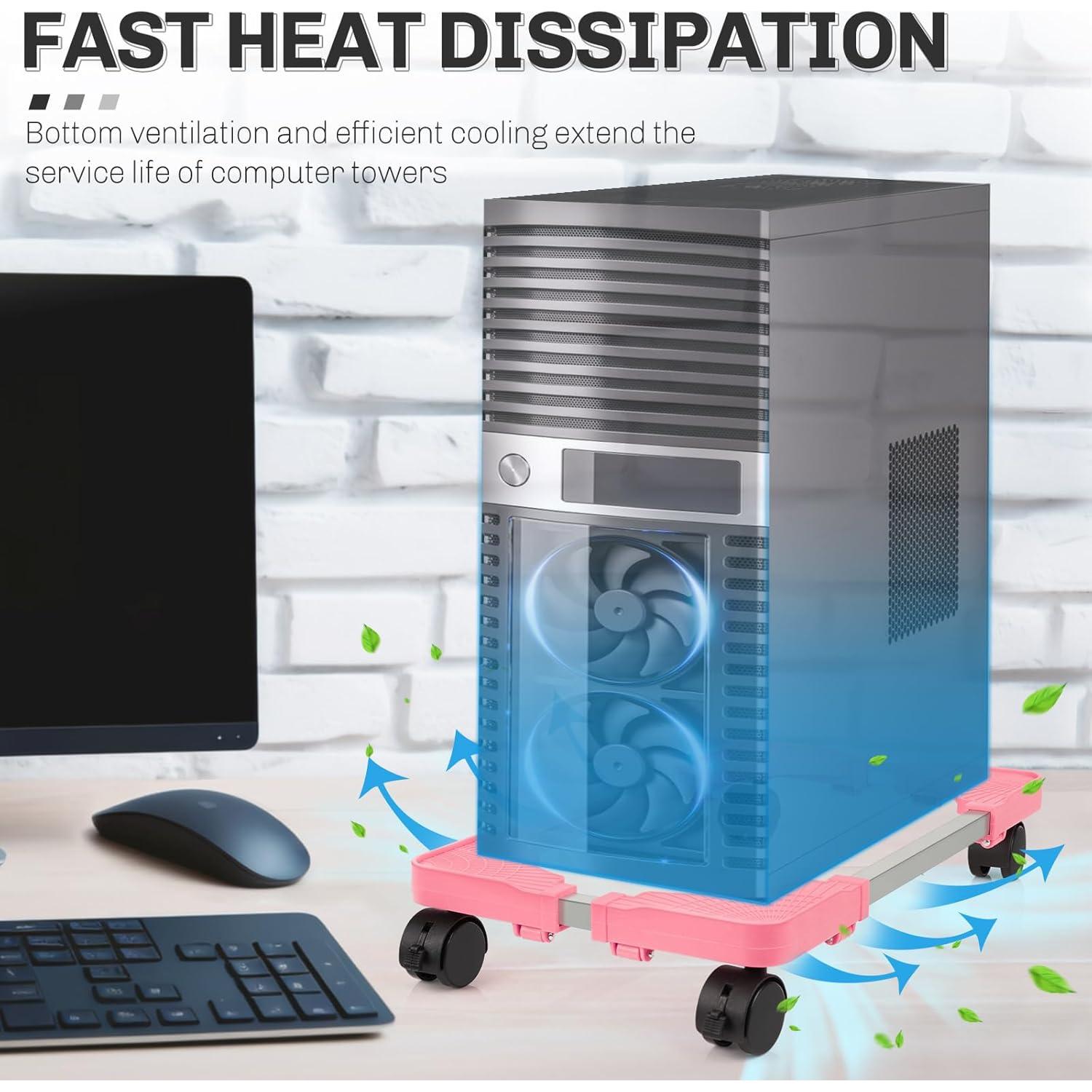 Soporte Móvil para CPU Liitrton Rosa Ajustable con Ruedas