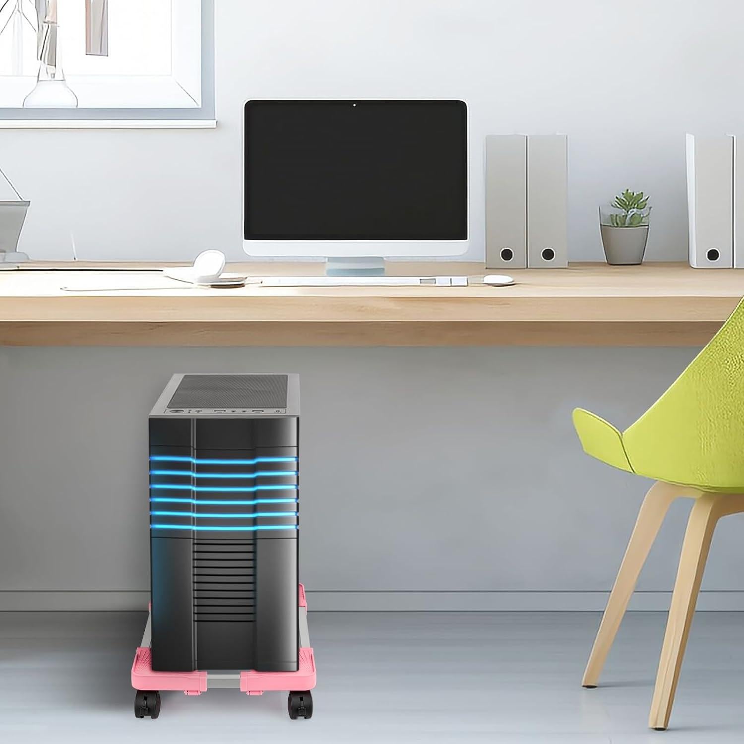 Soporte Móvil para CPU Liitrton Rosa Ajustable con Ruedas