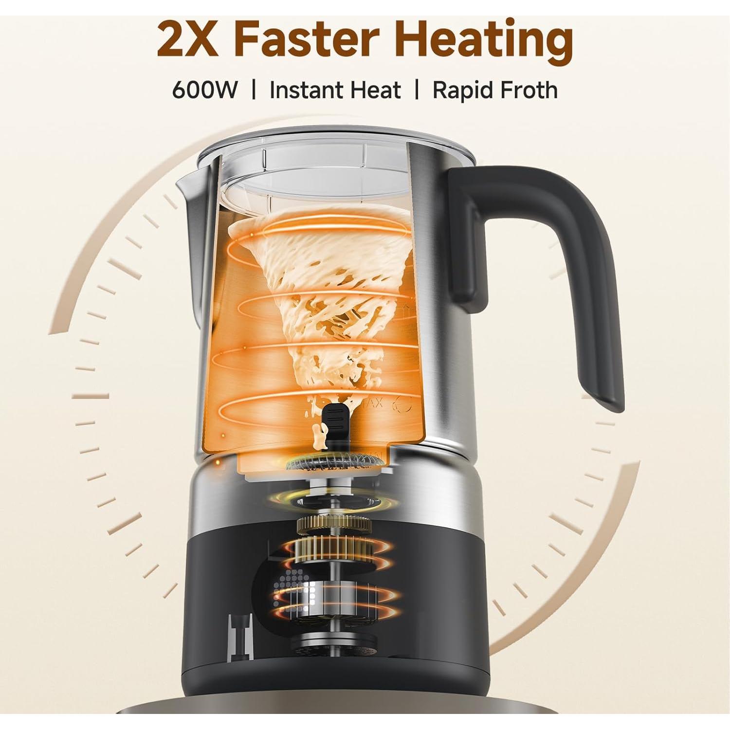 Espumador y Calentador de Leche AMZCHEF 600W 8-en-1 Acero Inoxidable