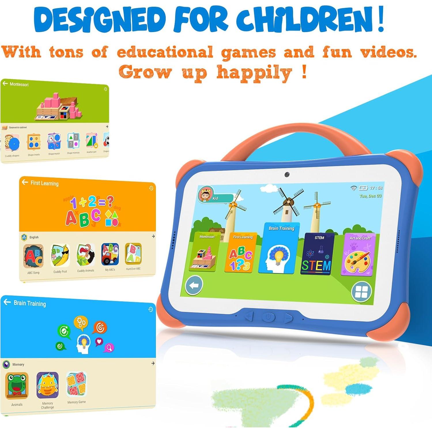 Tableta para Niños CWOWDEFU C28 7" 64GB Android 14 Azul