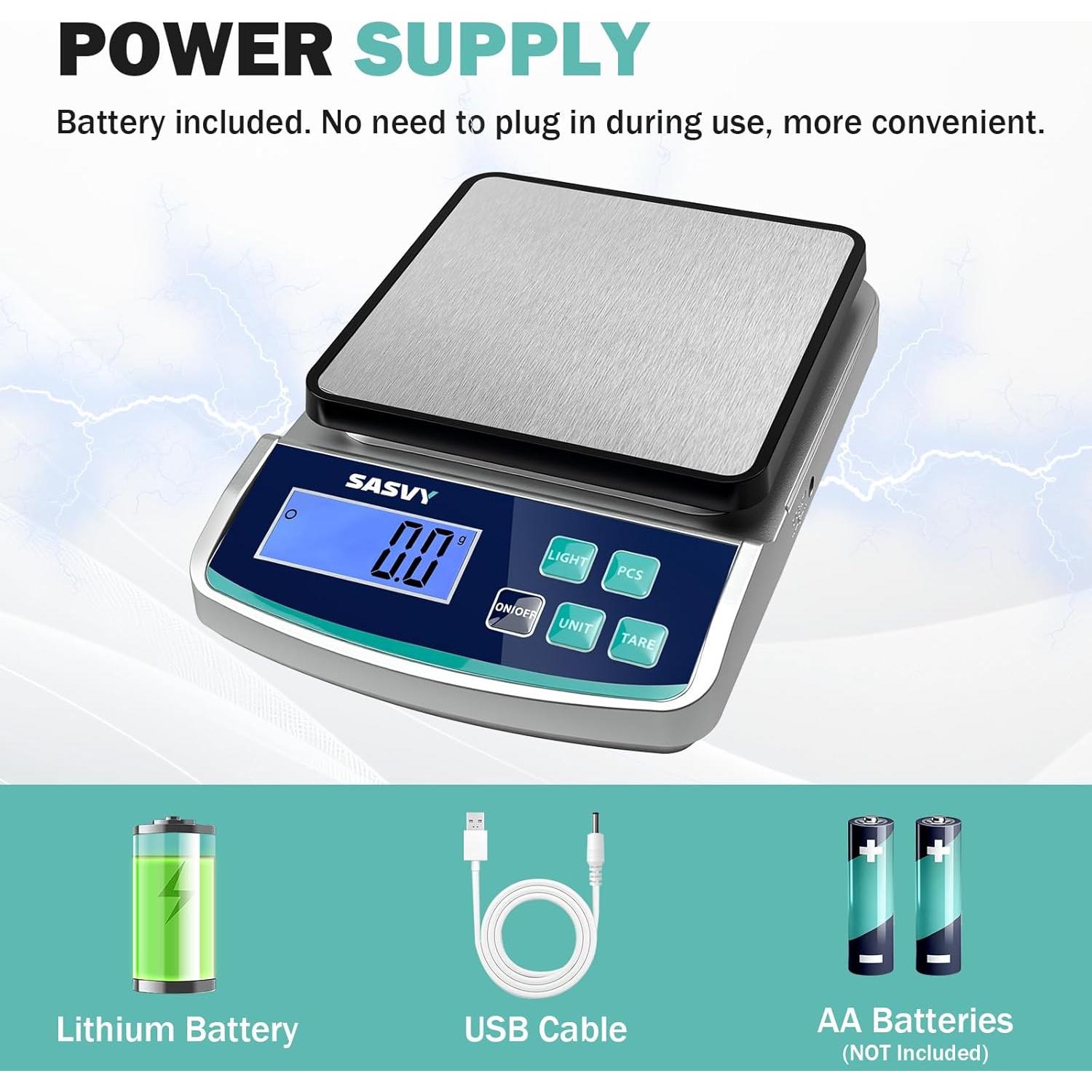 Báscula de Laboratorio Digital SASVY 5000g x 0.1g con Batería