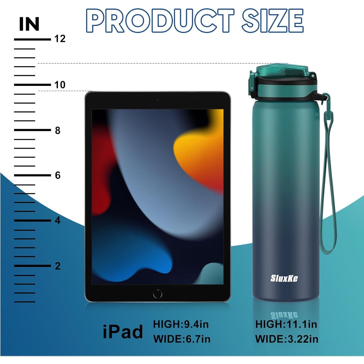 Botella de Agua Aislada SLUXKE 24oz Acero Inoxidable Azul