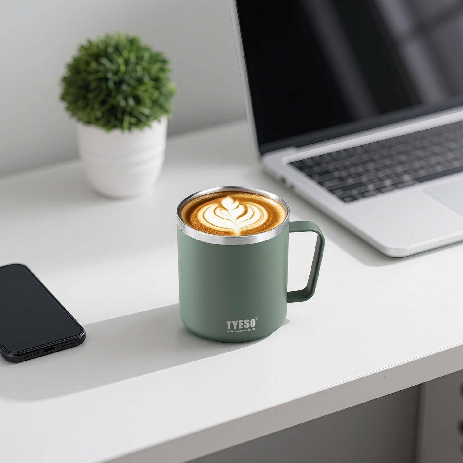 Taza Térmica Aislada Predate 414 ml Verde con Asa y Tapa