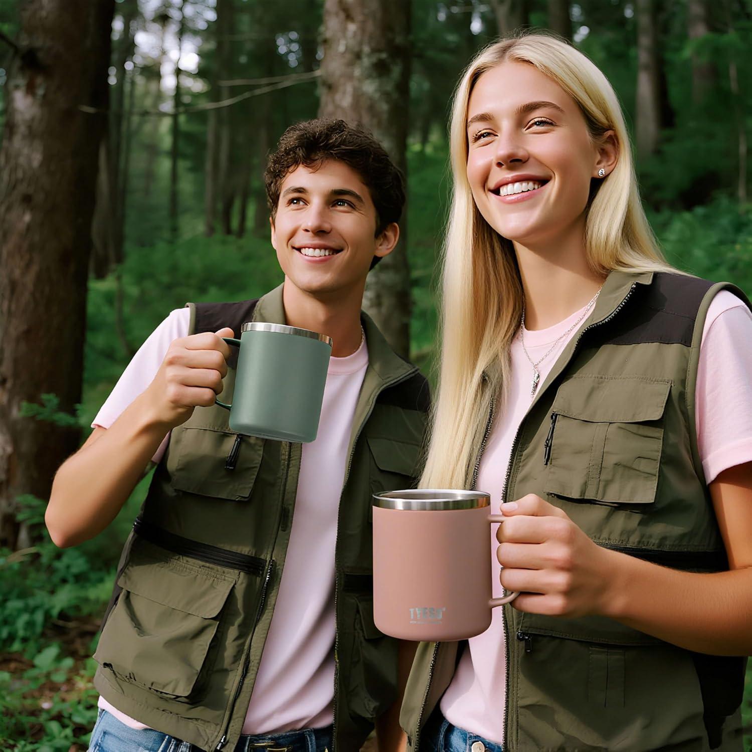 Taza Térmica Aislada Predate 414 ml Verde con Asa y Tapa