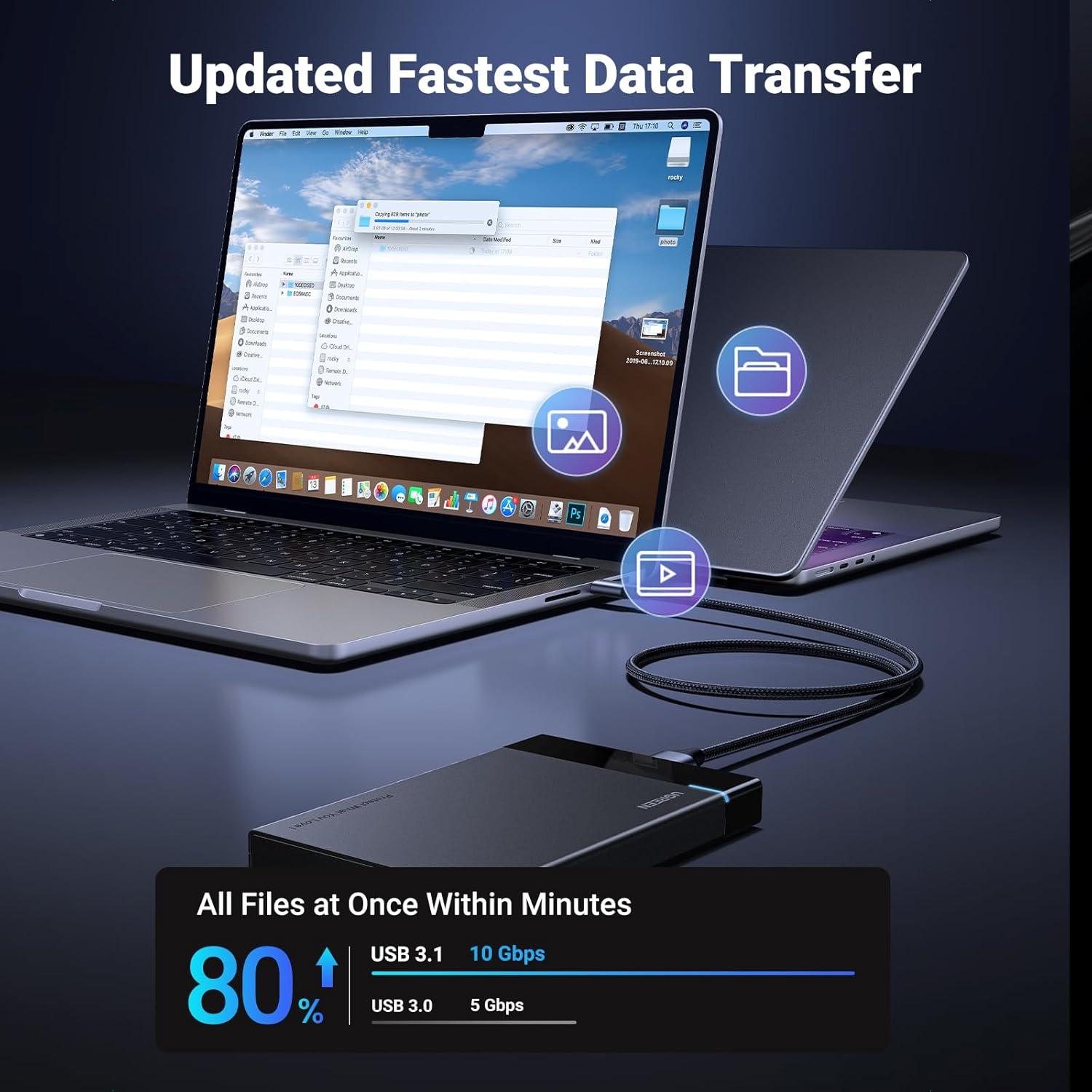 UGREEN Cable USB C a Micro B 1.5FT 10 Gbps Gris