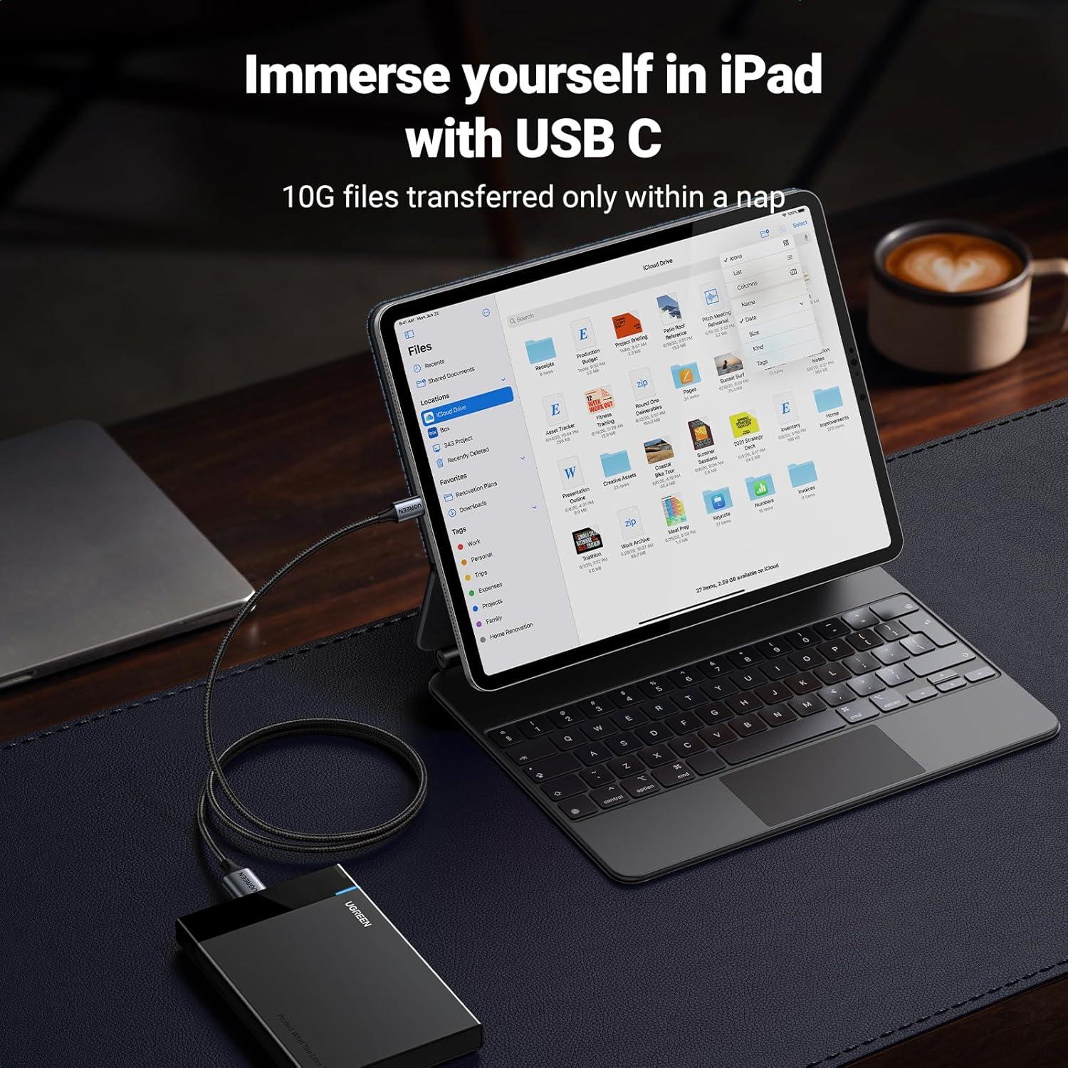 UGREEN Cable USB C a Micro B 1.5FT 10 Gbps Gris