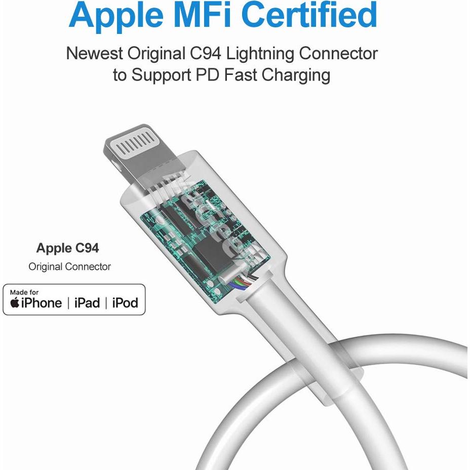 Cable USB C a Lightning MaGeek 3m Certificado MFi Carga Rápida