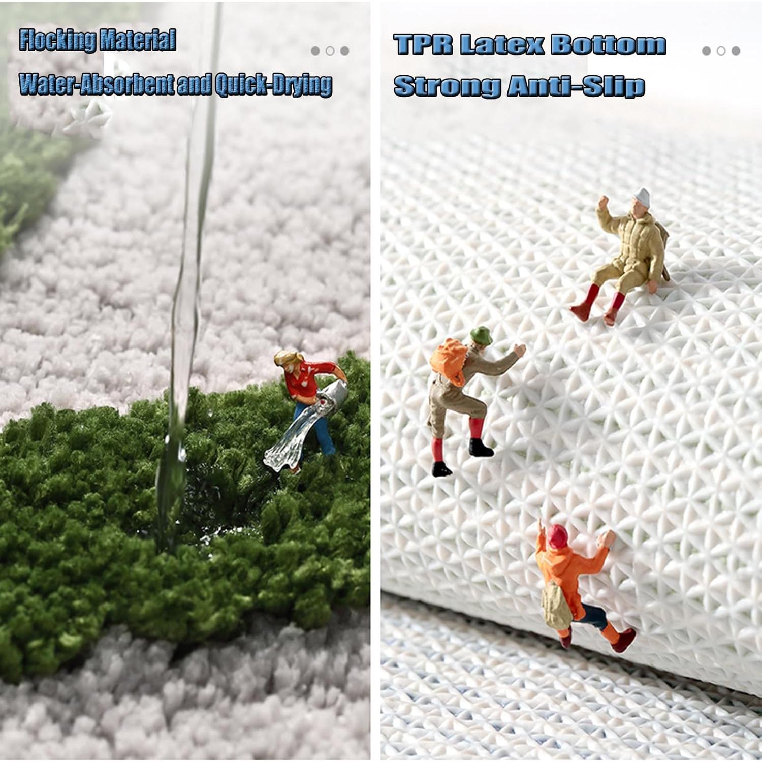 Alfombra de baño contorno PTAEXCEL verde floral 55.88x50.8 cm