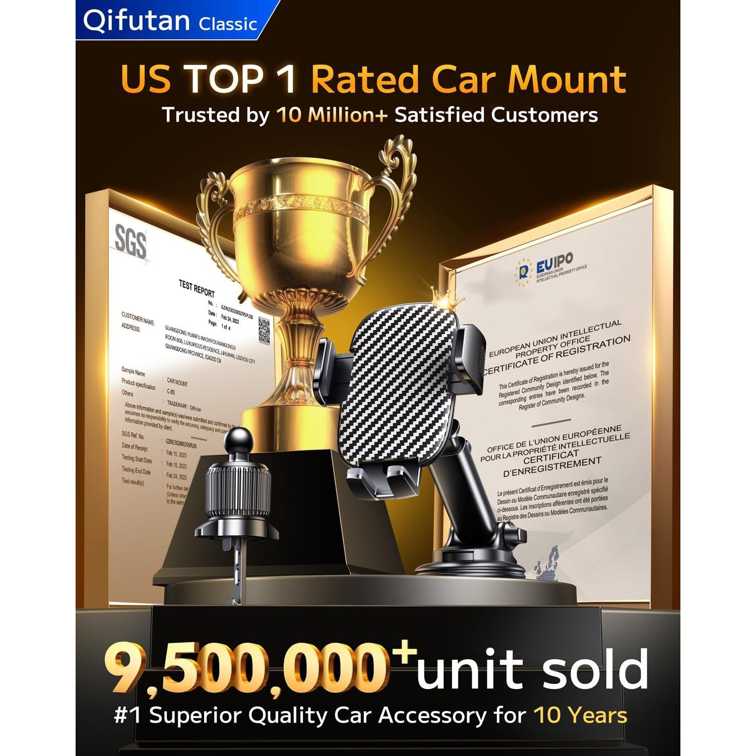 Soporte para Teléfono de Coche Qifutan Fibra de Carbono 3 en 1