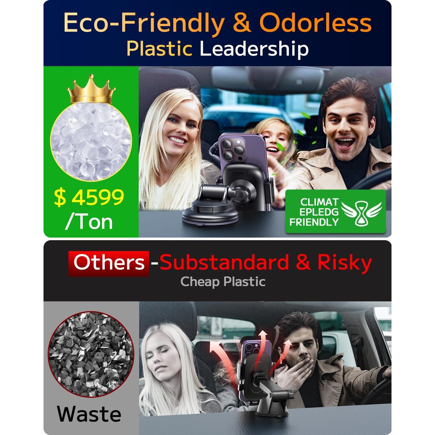 Soporte para Teléfono de Coche Qifutan Fibra de Carbono 3 en 1