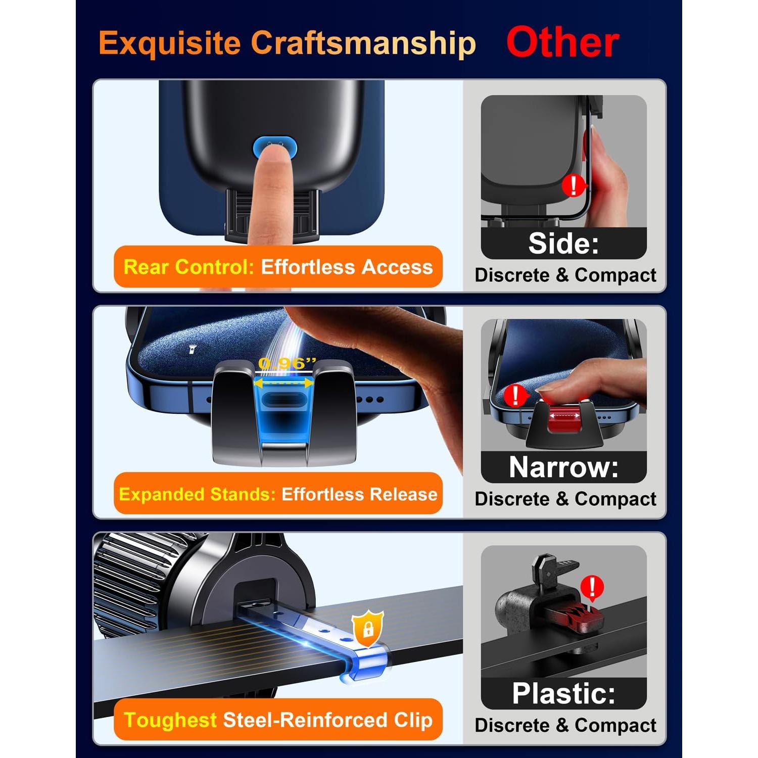 Soporte para Teléfono de Coche Qifutan Fibra de Carbono 3 en 1