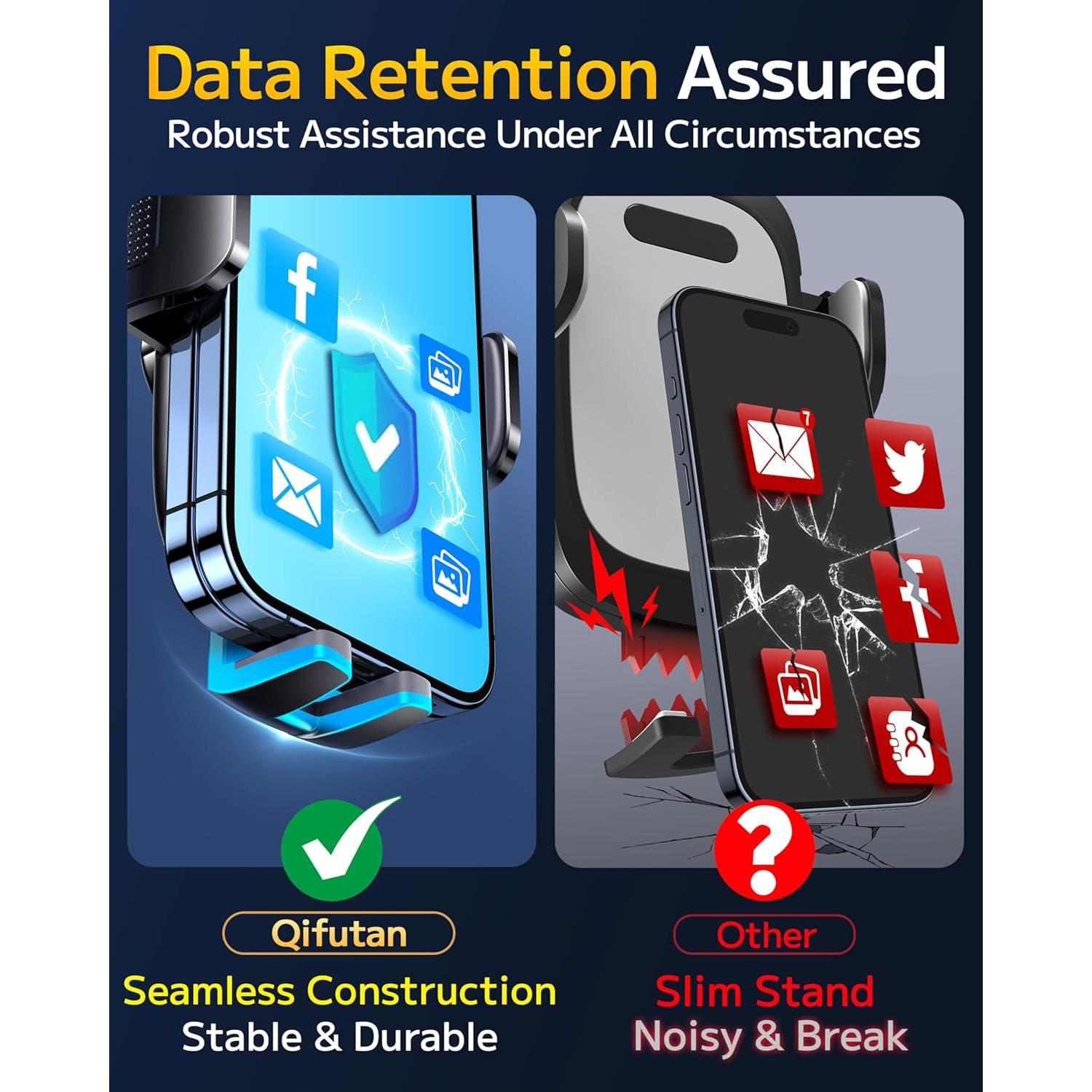 Soporte para Teléfono de Coche Qifutan Fibra de Carbono 3 en 1