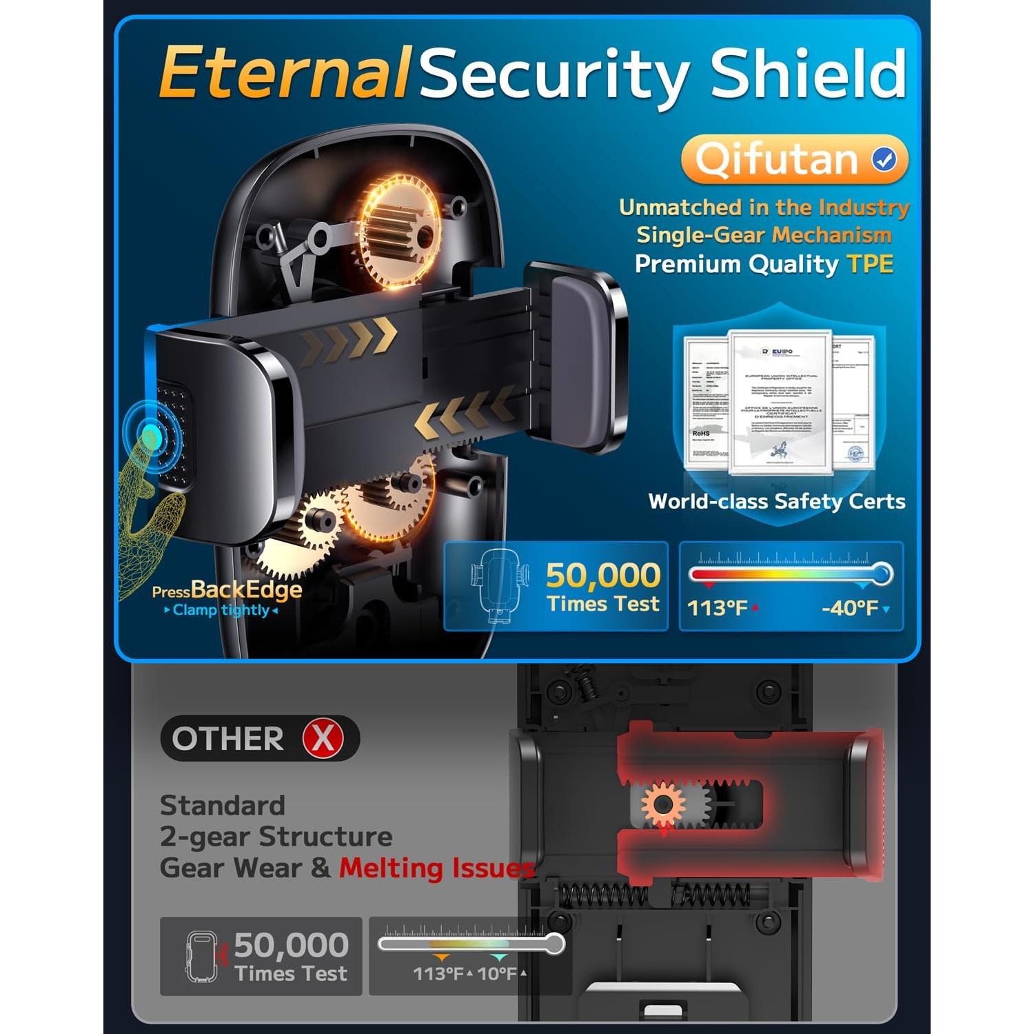 Soporte para Teléfono de Coche Qifutan Fibra de Carbono 3 en 1