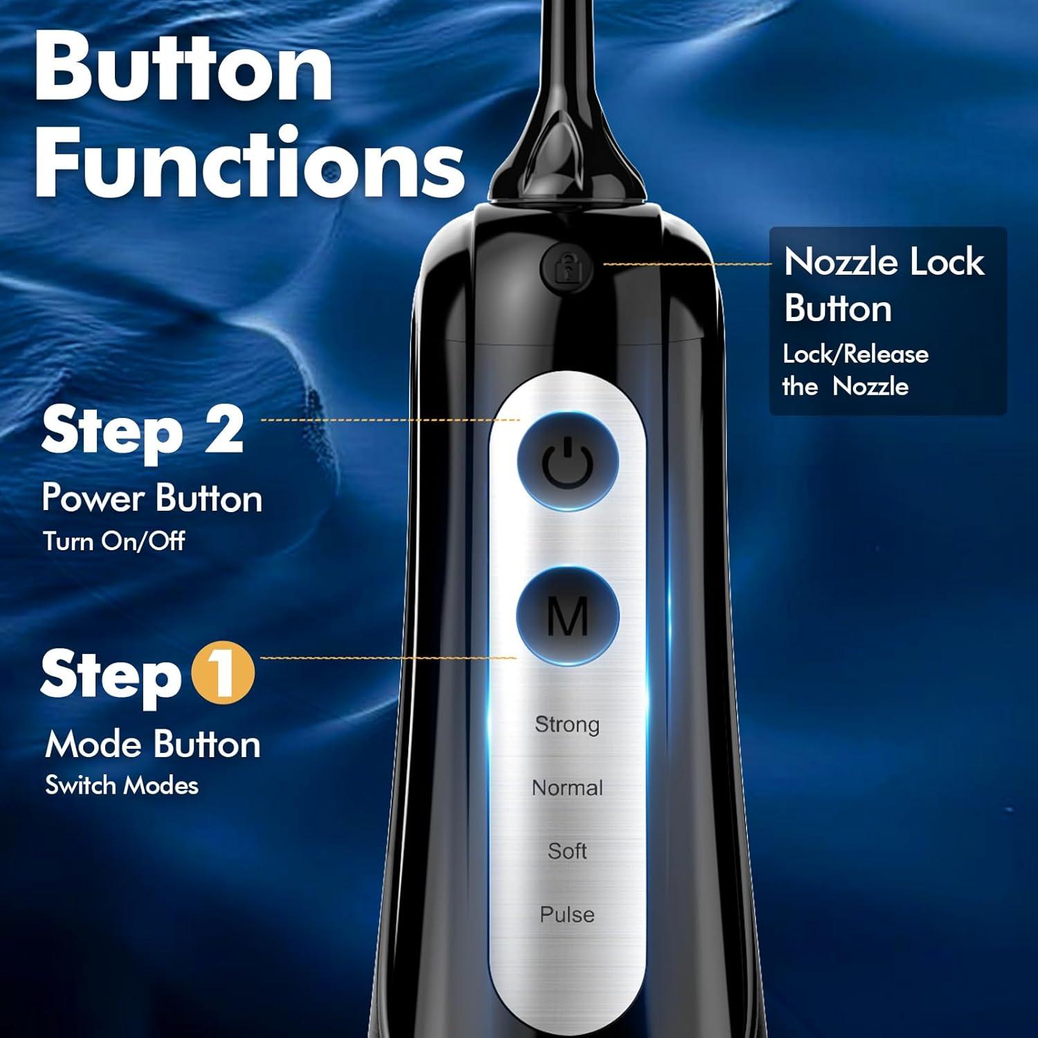 Irrigador Oral Inalámbrico WAFLOO 300ml 8 Puntas Recargable