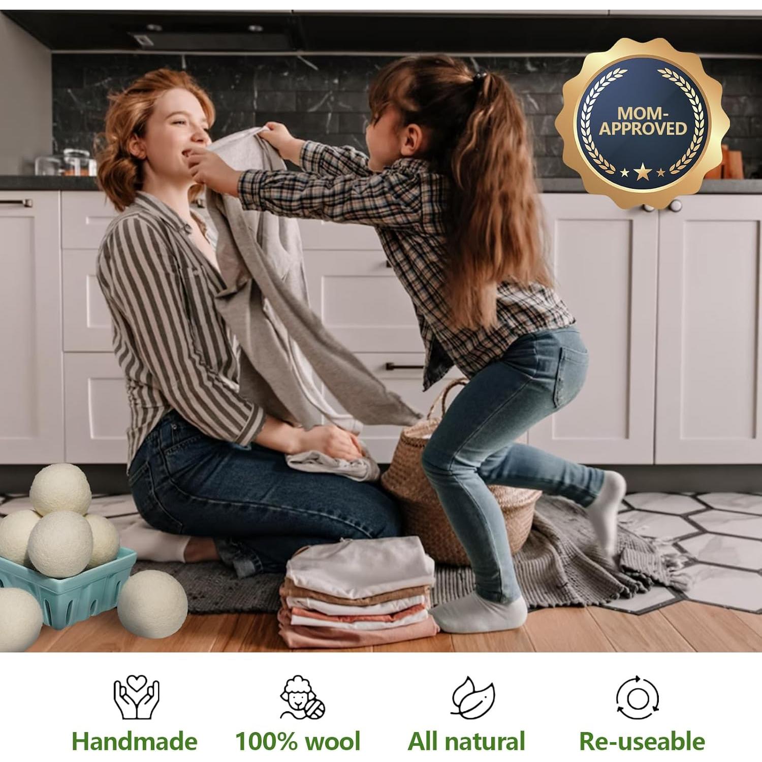 Bolas de Secadora de Lana JUDUMALL 6XL Grises - 100% Naturales