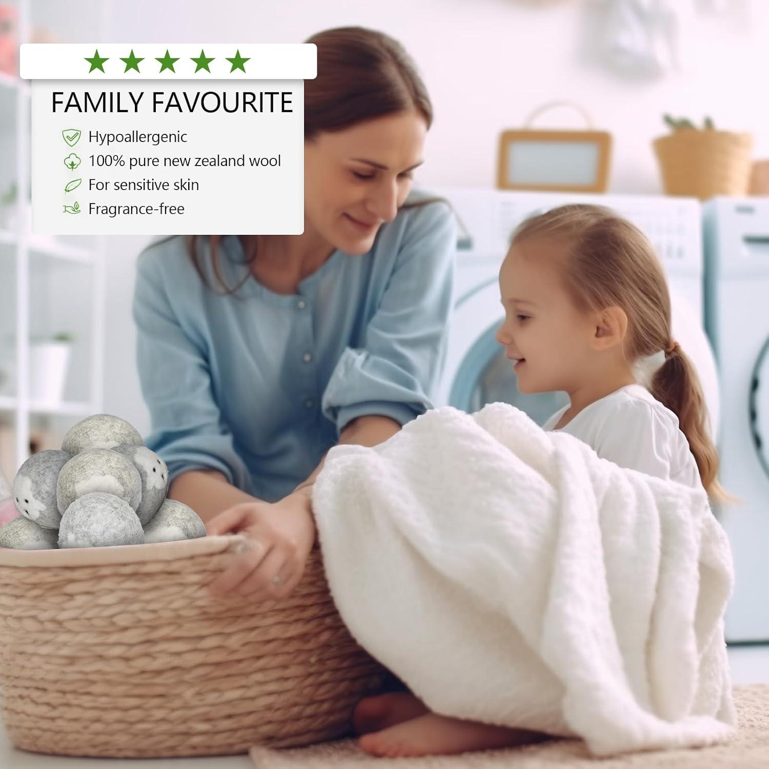 Bolas de Secadora de Lana JUDUMALL 6XL Grises - 100% Naturales