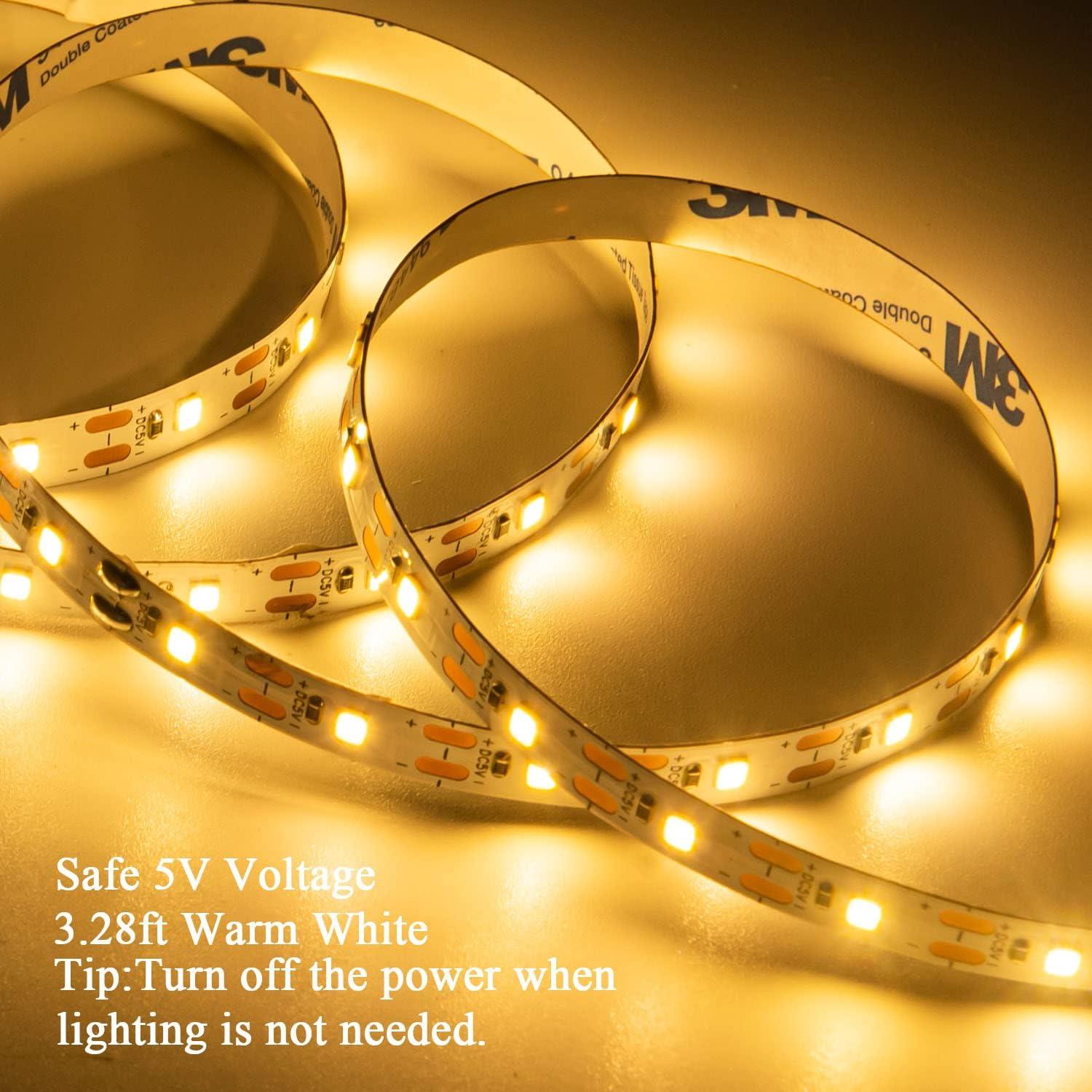 Luces de tira LED a batería JUNWEN 1m blancas cálidas 2pcs