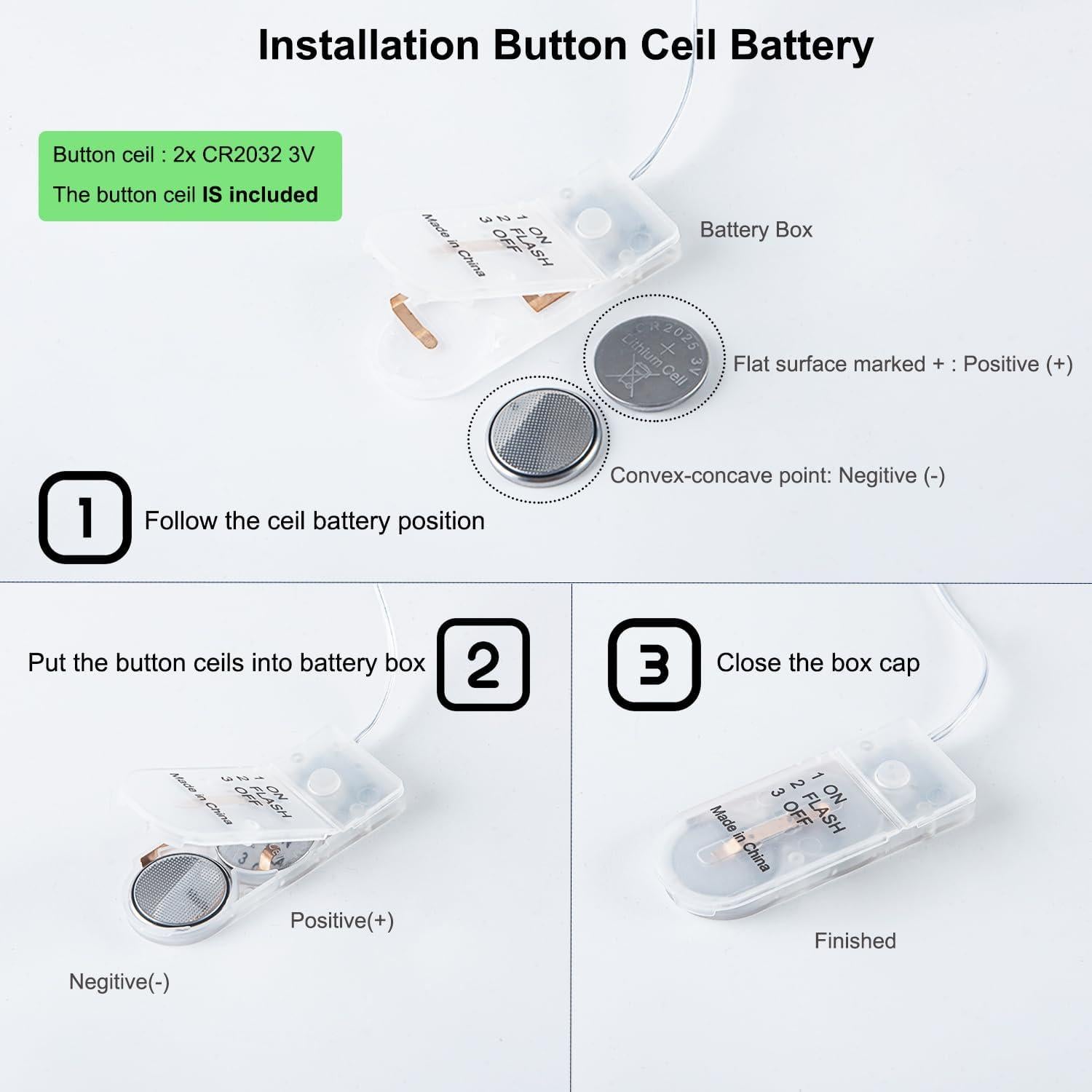 Luces de tira LED a batería JUNWEN 1m blancas cálidas 2pcs