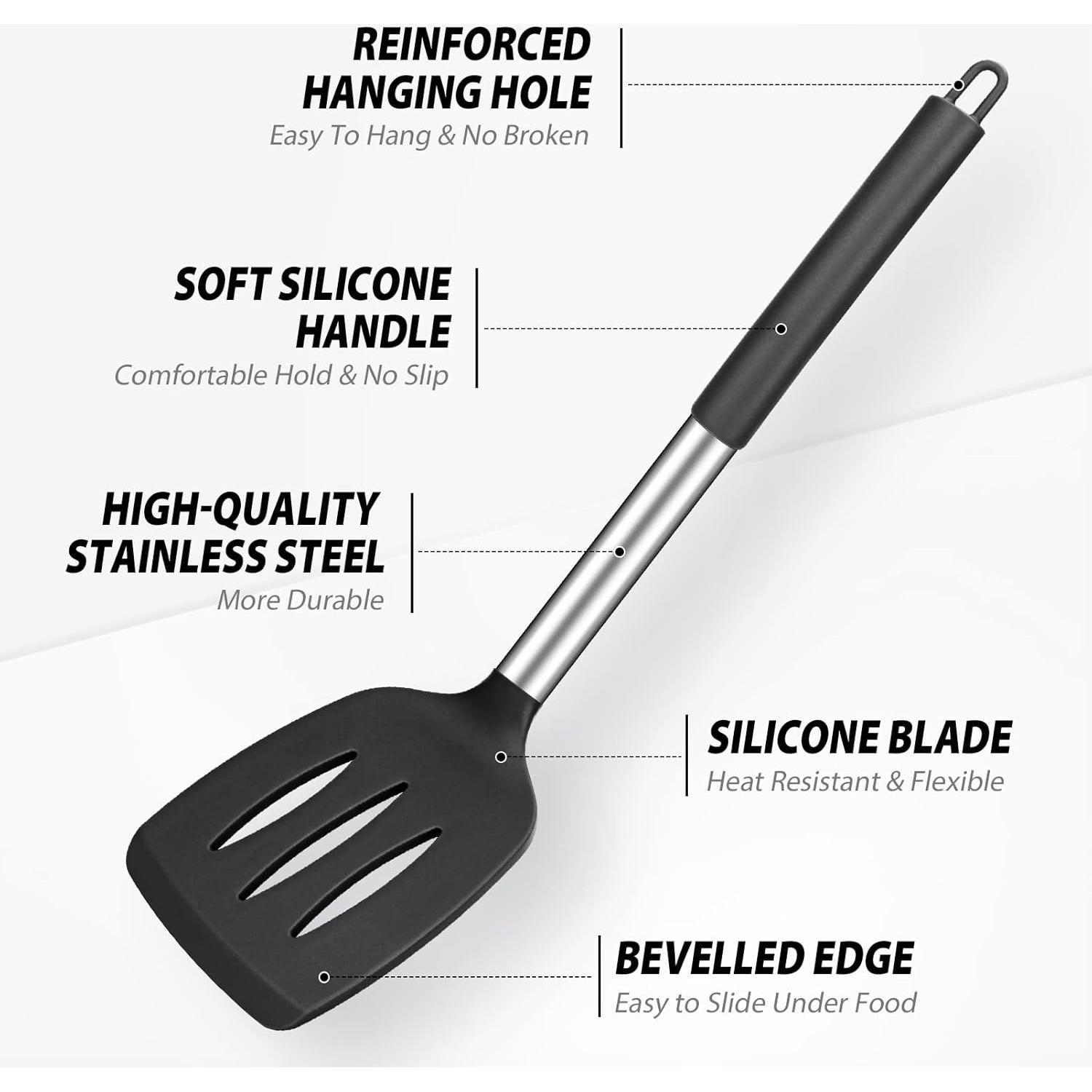 Paquete de 4 Utensilios de Cocina DaiRen Kitchen - Silicona y Acero Inoxidable