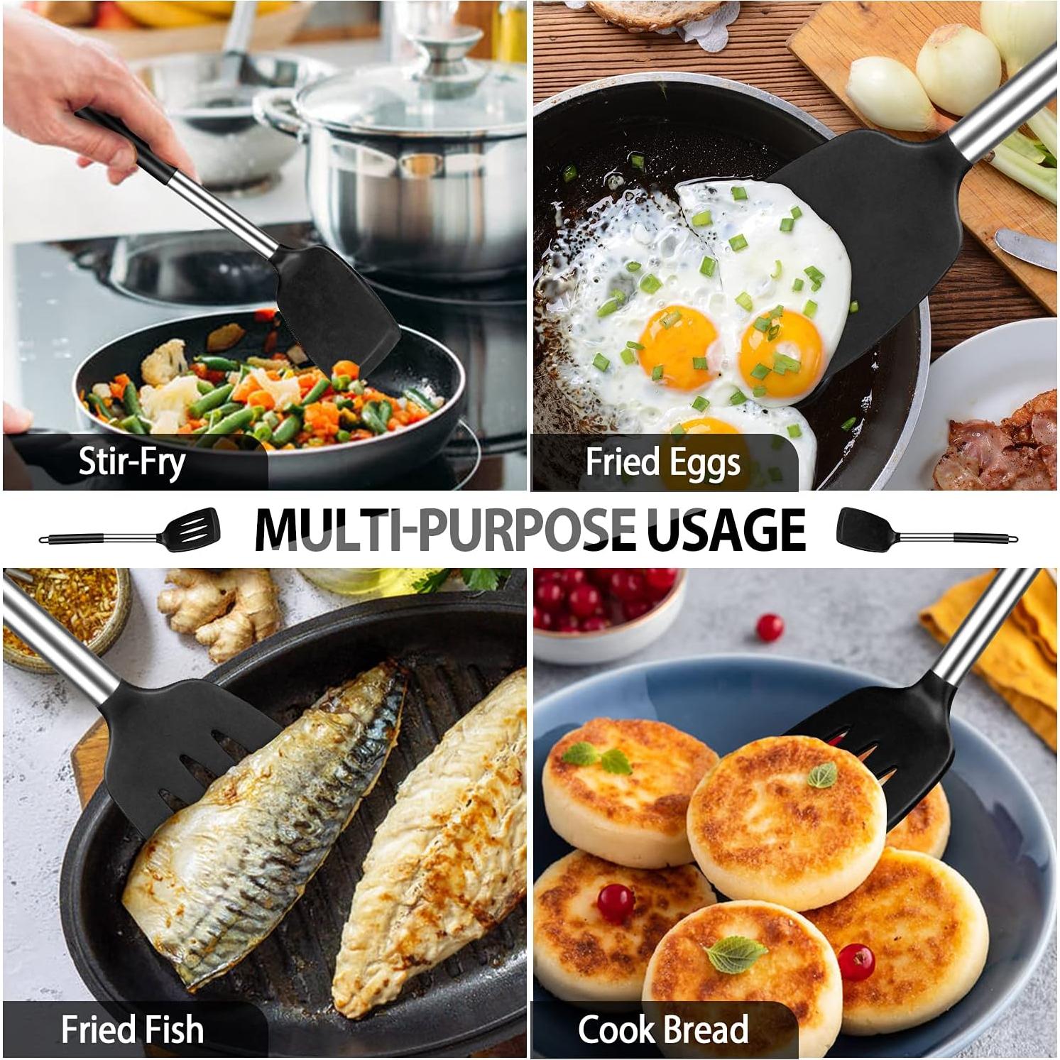 Paquete de 4 Utensilios de Cocina DaiRen Kitchen - Silicona y Acero Inoxidable