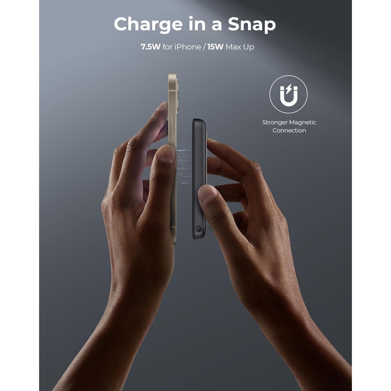 Cargador Portátil Magnético AMEGAT 6700mAh Carga Rápida USB-C